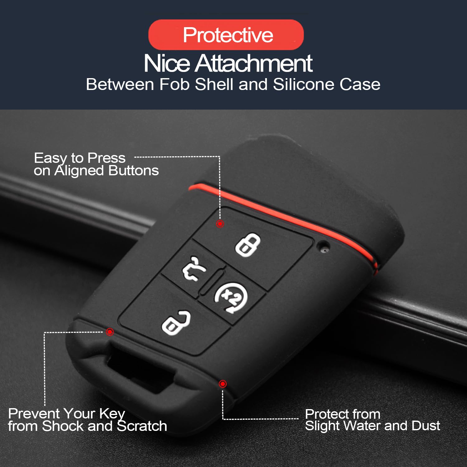 INFIPAR 2pcs Compatible with Volkswagen VW Jetta Atlas Passat Tiguan Arteon Taos Golf Alltrack Black Key Fob Cover Case Key Chai