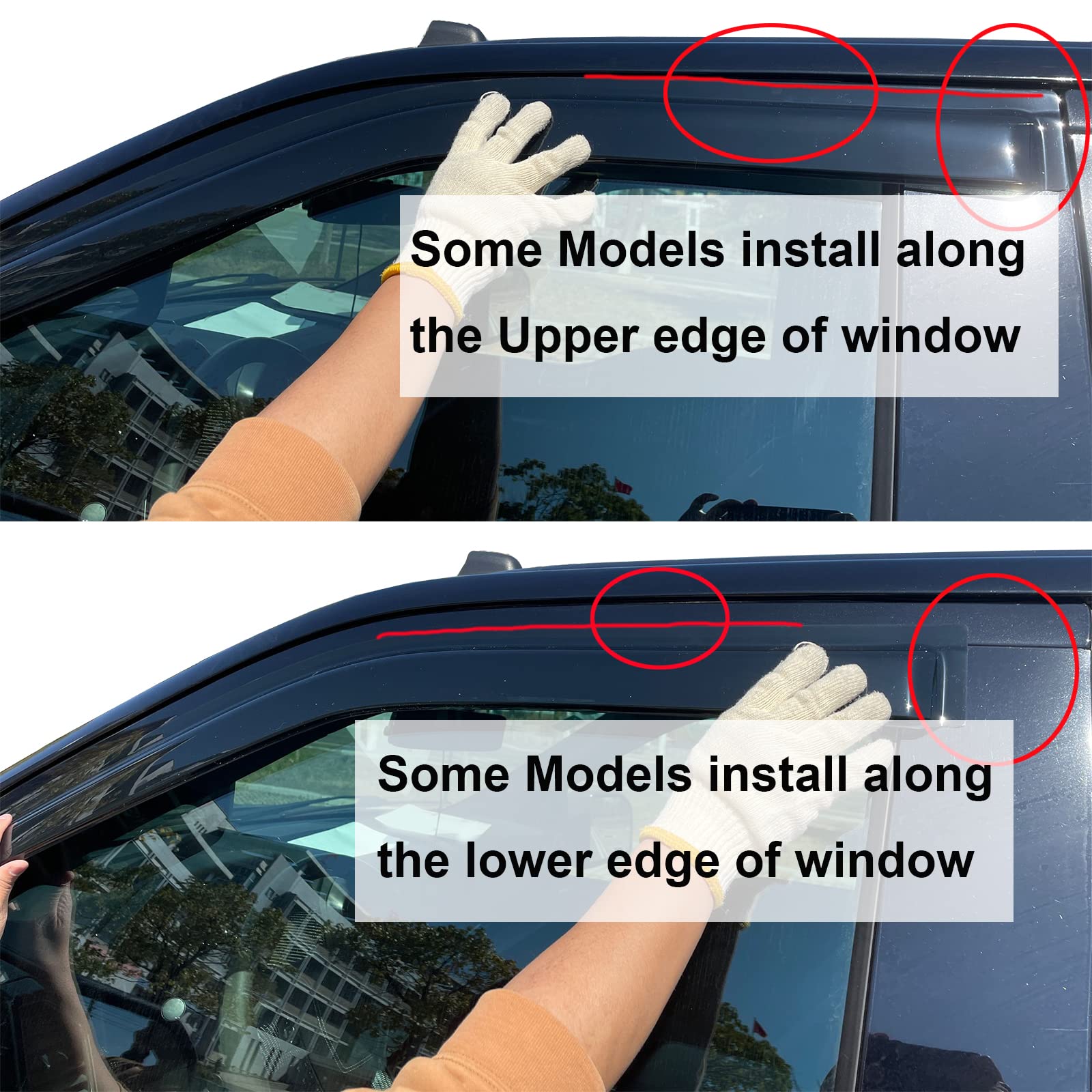 Gldifa Smoke Front Window Visor Compatible With Dodge Dakota Standard Cab 1997-2004 Wind Deflector Sun Rain Guards Outside 2Pc 9