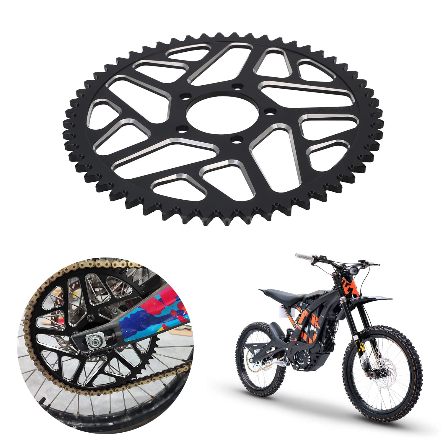 JFG RACING Sur Ron 54T Sprocket,Sur Ron Rear Sprocket 54 Tooth Aluminum Alloy For Sur Ron Surron Light Bee S/X Talaria Sting Seg