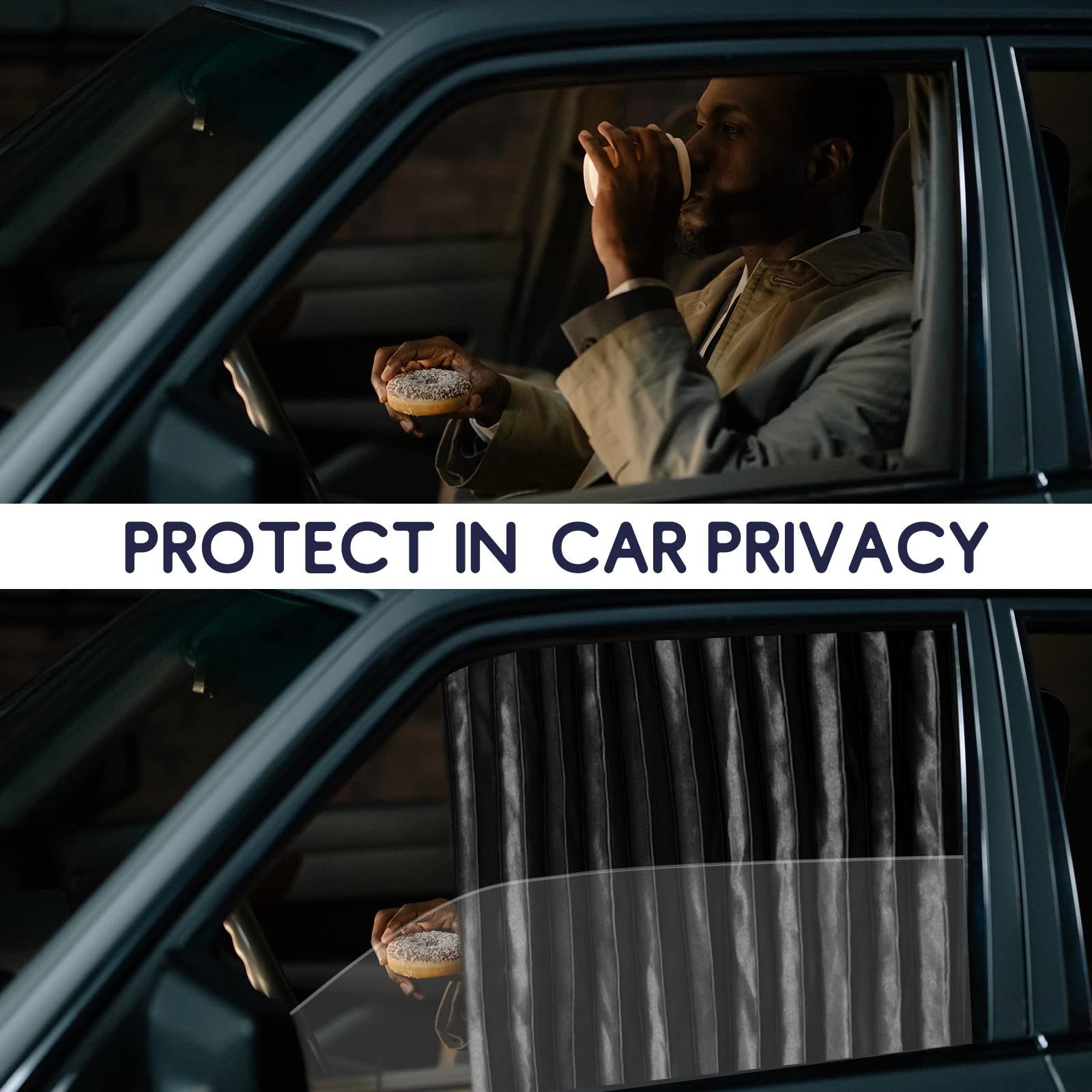 Zatooto Car Side Window Sun Shades - Front Privacy Magneic Black 2 Pcs Automotive Covers - Sunshades Curtain Prevent Glare And U