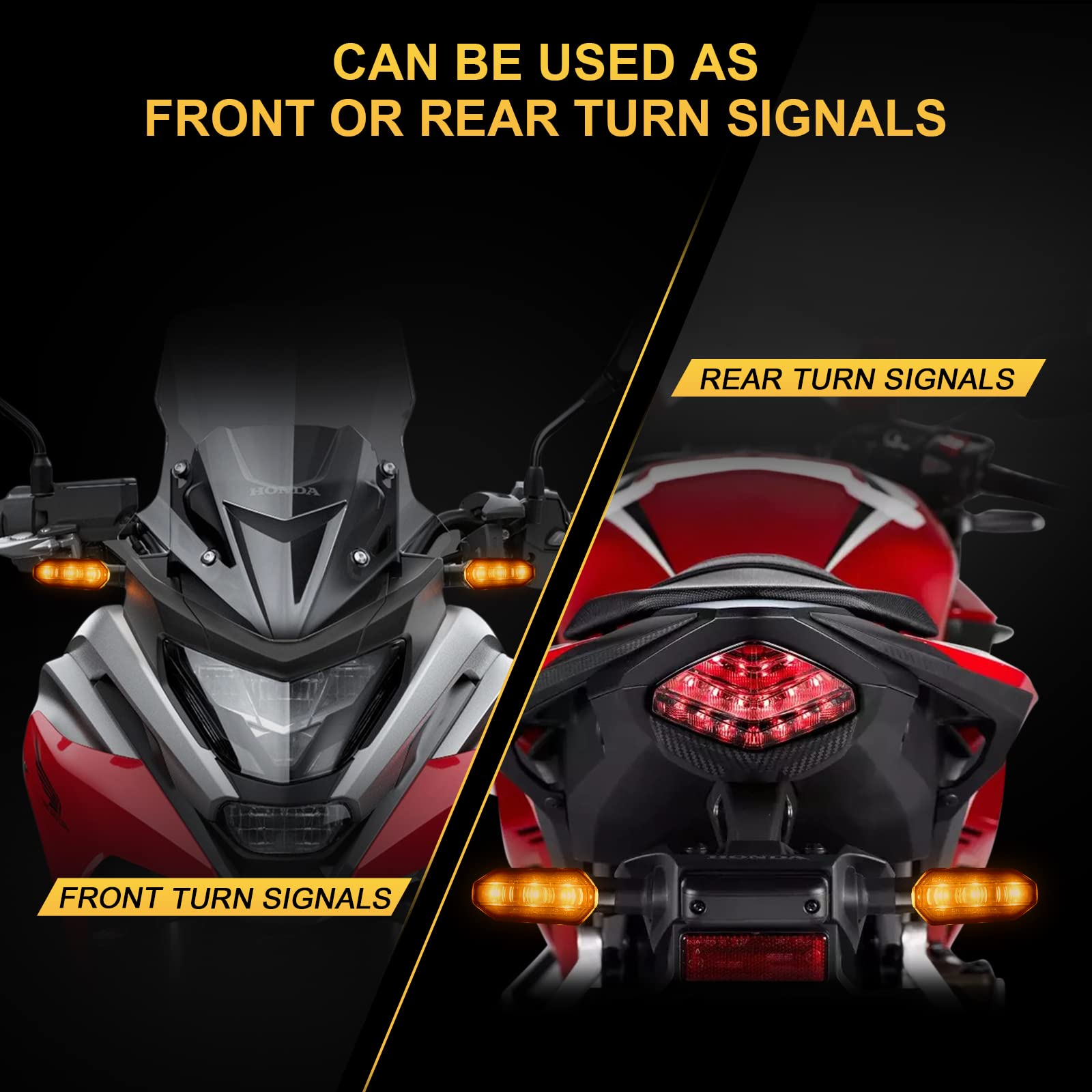 CHCSHH Motorcycle Turn Signals 12V LED Amber Blinker Lights for Motorbike, Scooter, Off Road, Quad - Model Moto-1
