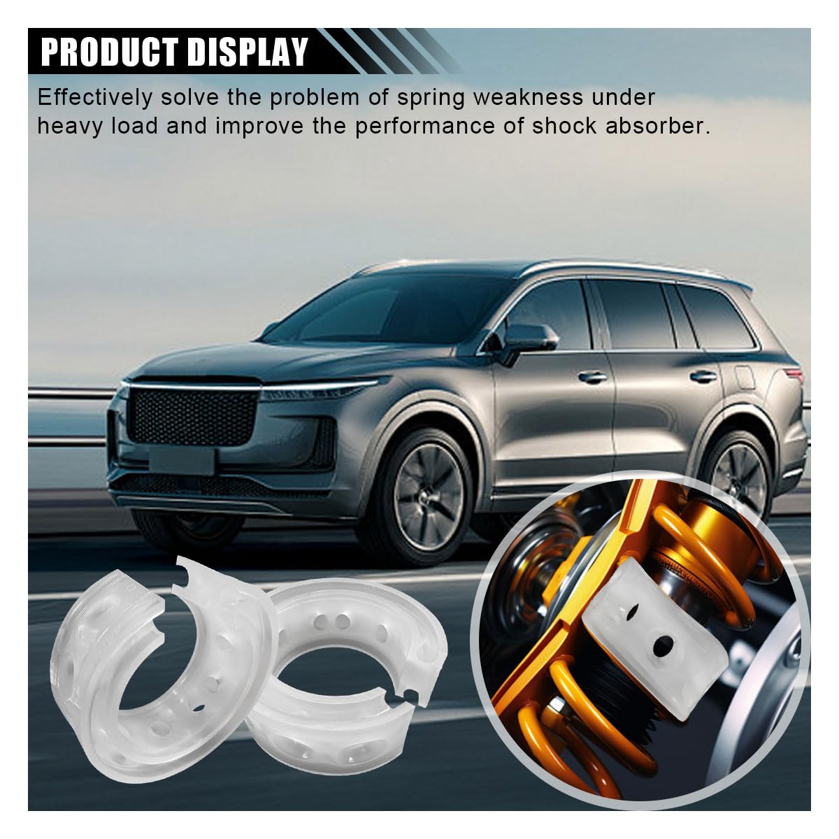 2PCS Car Suspension Shock Absorber, B Type Rubber Spring Booster Auto Buffers Power Cushion, Universal Car Spring Bumpers (B Typ