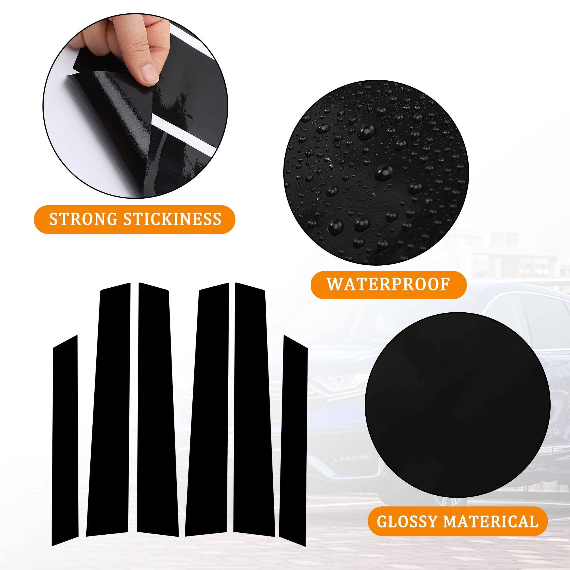 Tomall 1 Set Car Window Pillar Post Vinyl Stickers Compatible With Honda Crv 2007-2011 Auto Overlay Wrap Trim Sticker For Car Exterior Accessories Modification Decoration (Glossy Black)