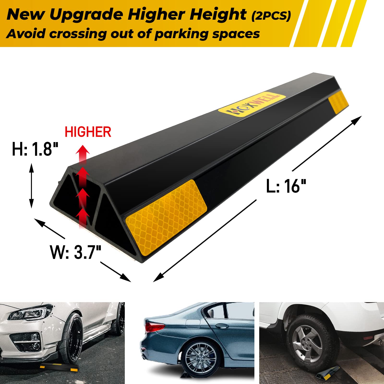 HOXWELL Heavy Duty 16" Parking Aid - 2 Pack Garage Wall Protectors, Easy Install, Model NBTS555-16-2P