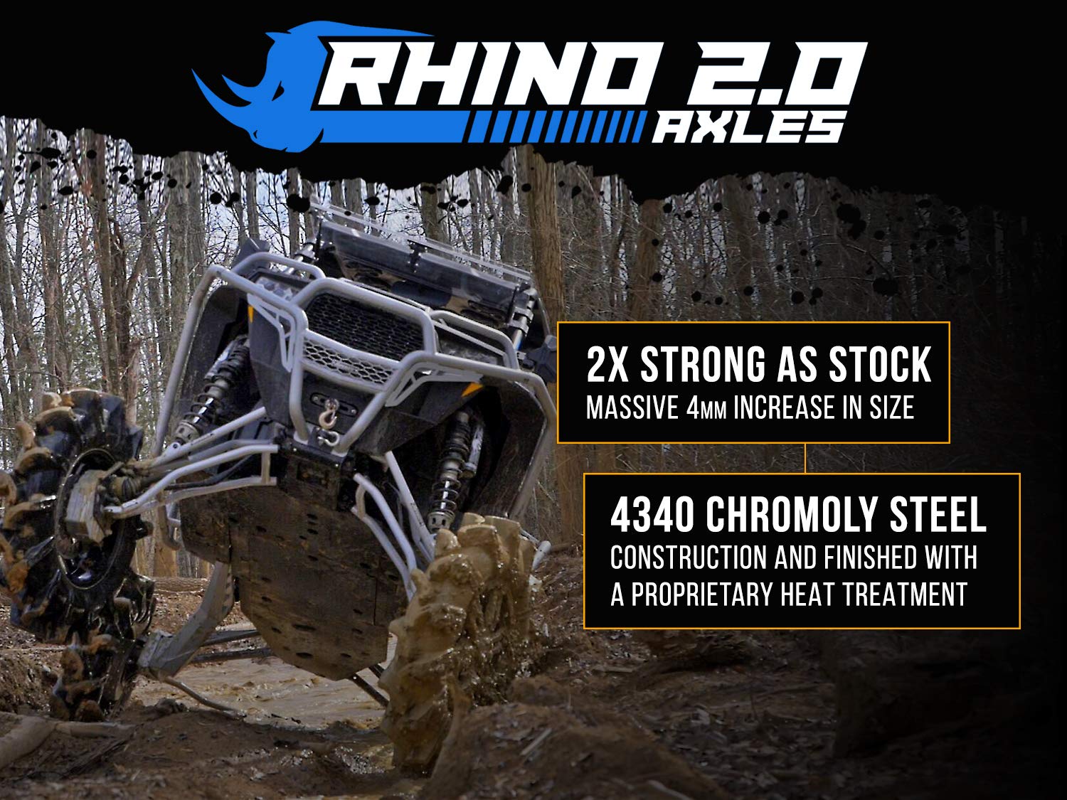SuperATV Heavy Duty Rhino 2.0 Rear Axle for 2018-2021 Polaris RZR XP Turbo S / 2019-2021 XP 4 Turbo S | 1 Rear Axle | Made with