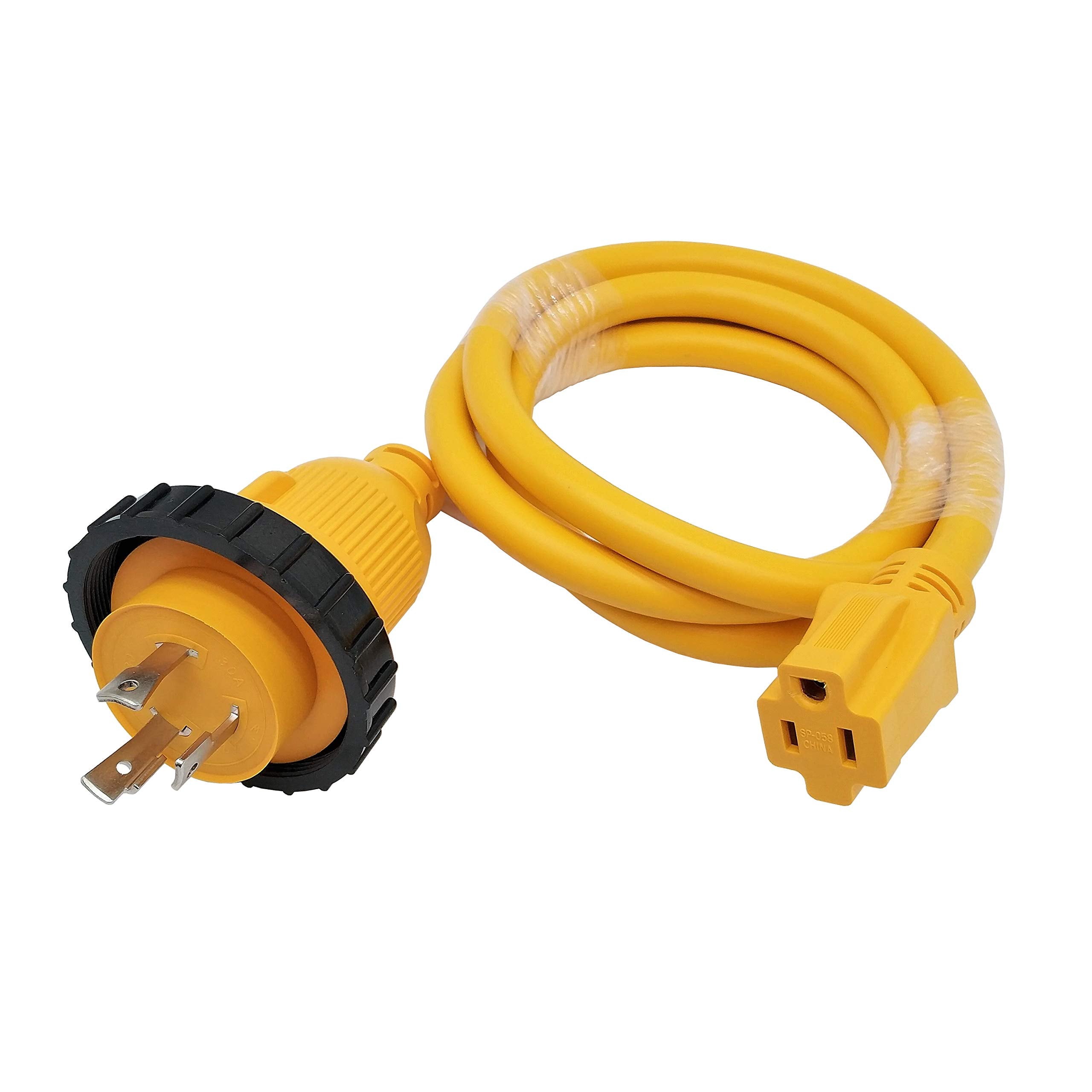 Parkworld 691975 Rv Pigtail Shore Power 30A Male L5-30P To 5-15R Female 15A Dogbone Adapter Power Cord Twist Lock L5-30P Male To