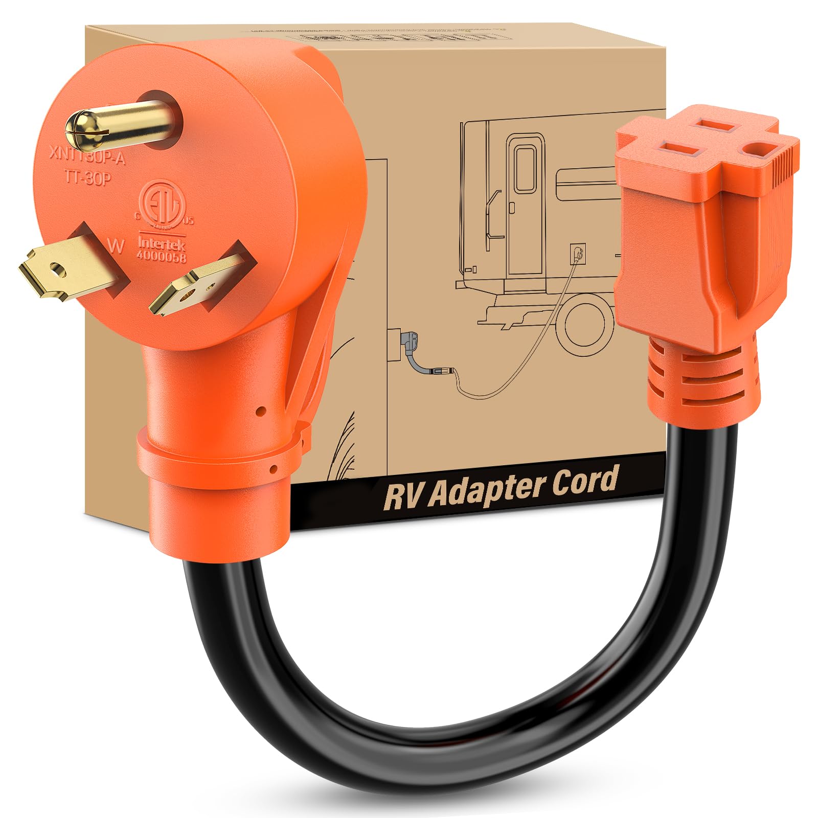 Nilight Rv Power Adapter Cord 30 Amp To 15 Amp Pure Copper Heavy Duty 10 Gauge Wire Etl Listed Tt-30P To 5-15R 30M/15F Weatherpr