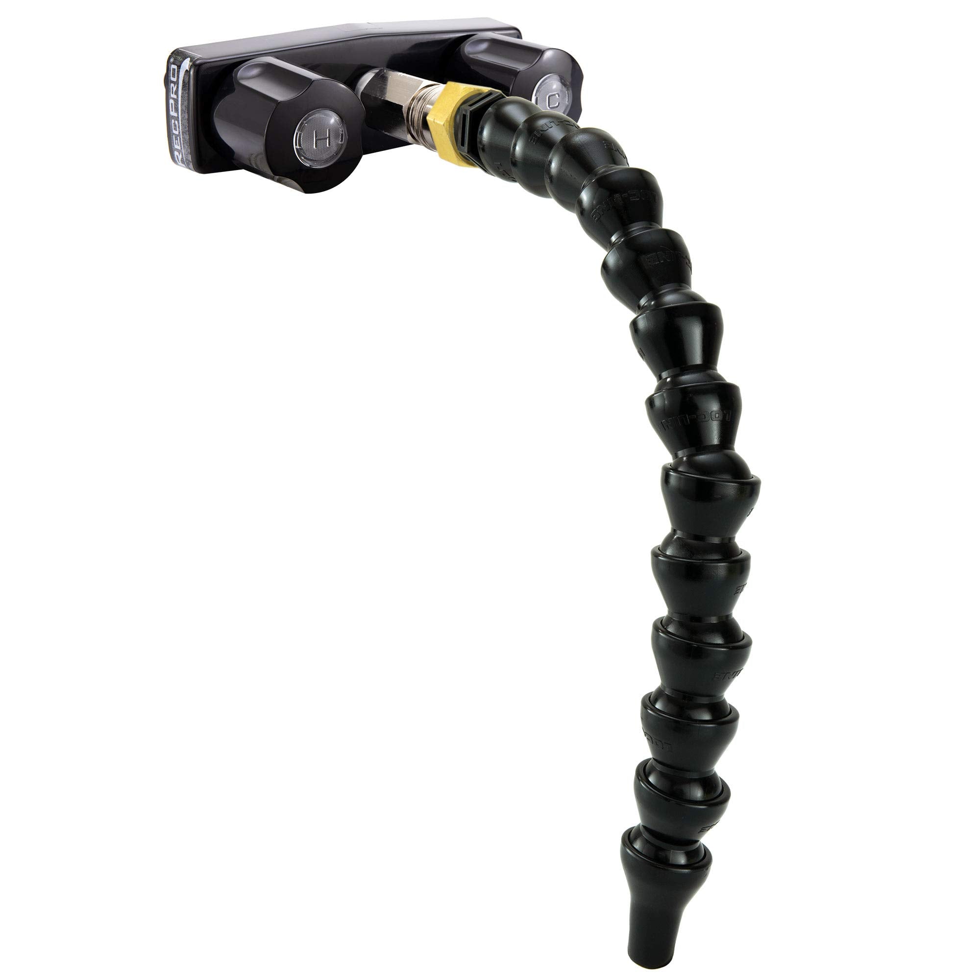 RecPro RV Exterior Faucet Hot/Cold, High Pressure Sprayer, Metal, Flex Spout, Black, Model 193652030058