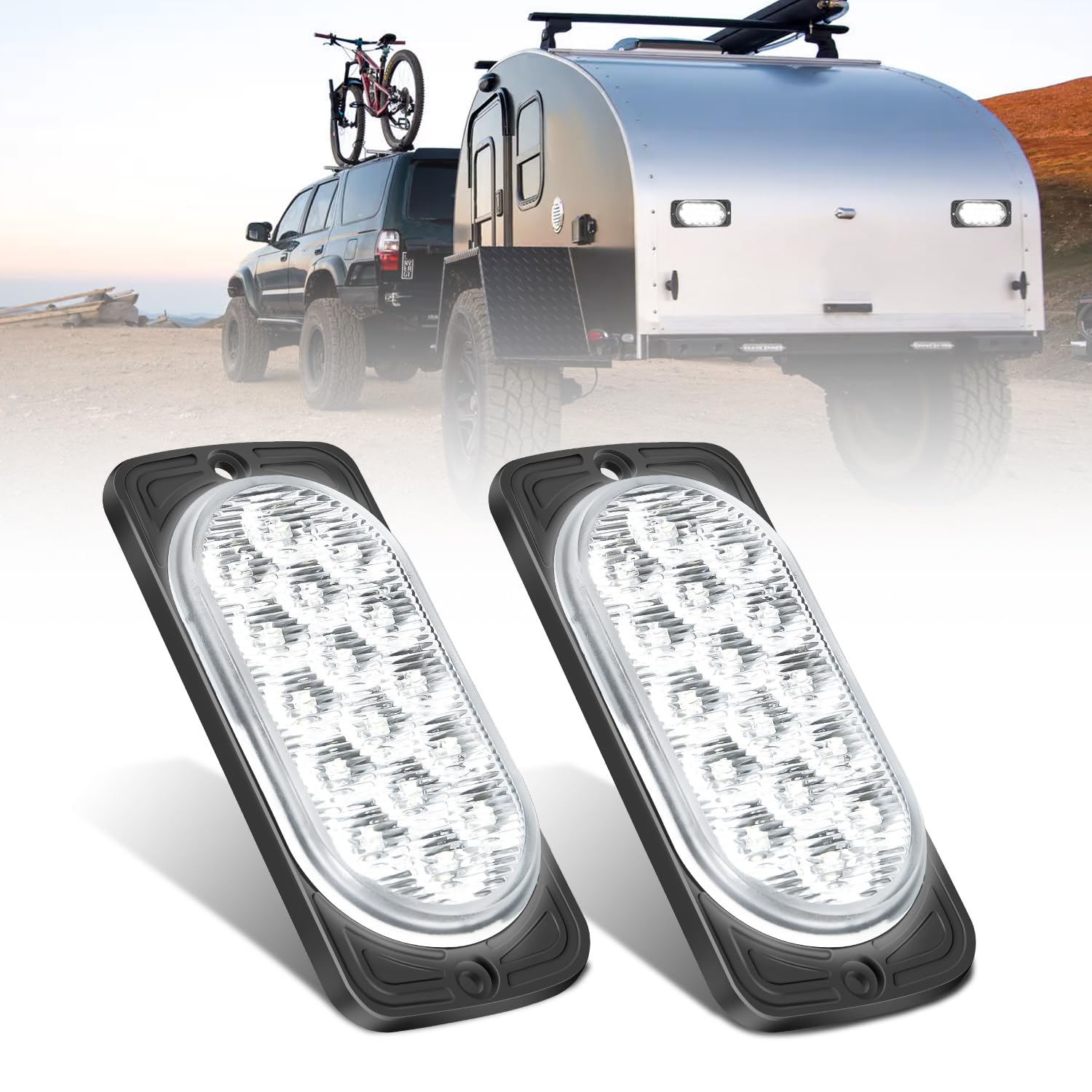 Nilight 4.4 Inch Aluminum Housing Tail Light 2 Pcs 16 Led White Back Up Reverse Marker Lights Surface Mount Ip67 Waterproof For