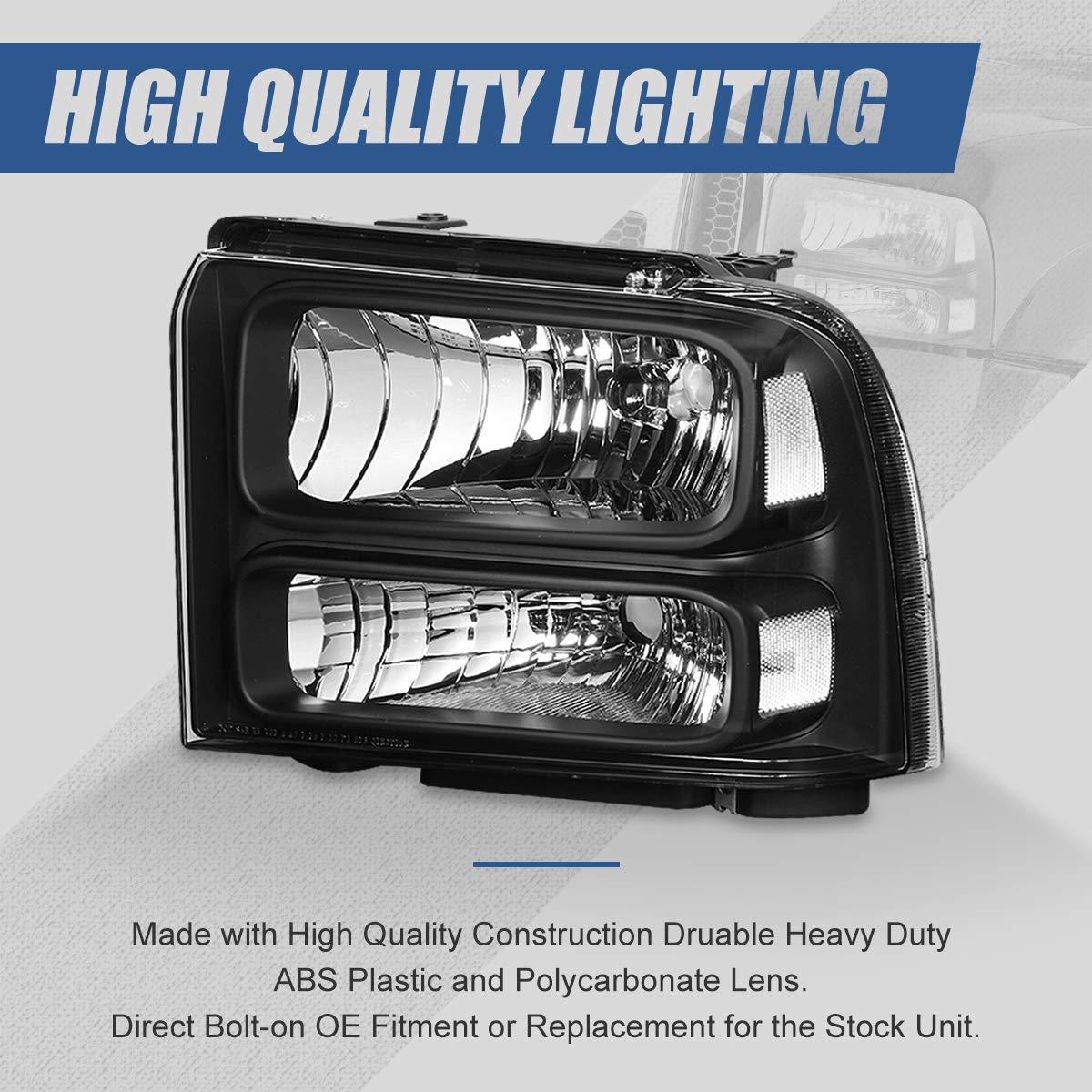 Auto Dynasty Halogen Model Headlights Assembly Compatible With Ford F250 F350 F450 F550 Super Duty 2005 2006 2007, Driver And Pa