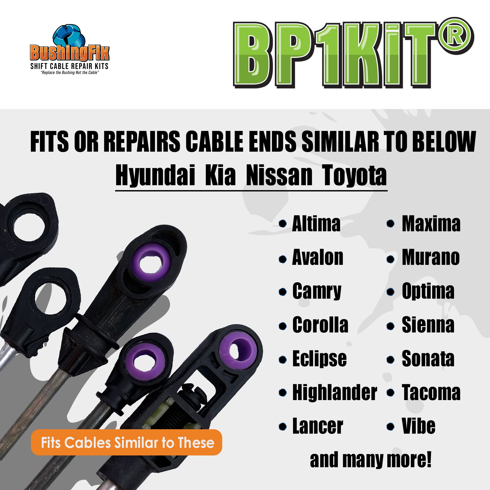 BushingFix BP1Kit - Automatic Transmission Shift Cable Bushing Repair Kit for Nissan, Toyota, Hyundai and More