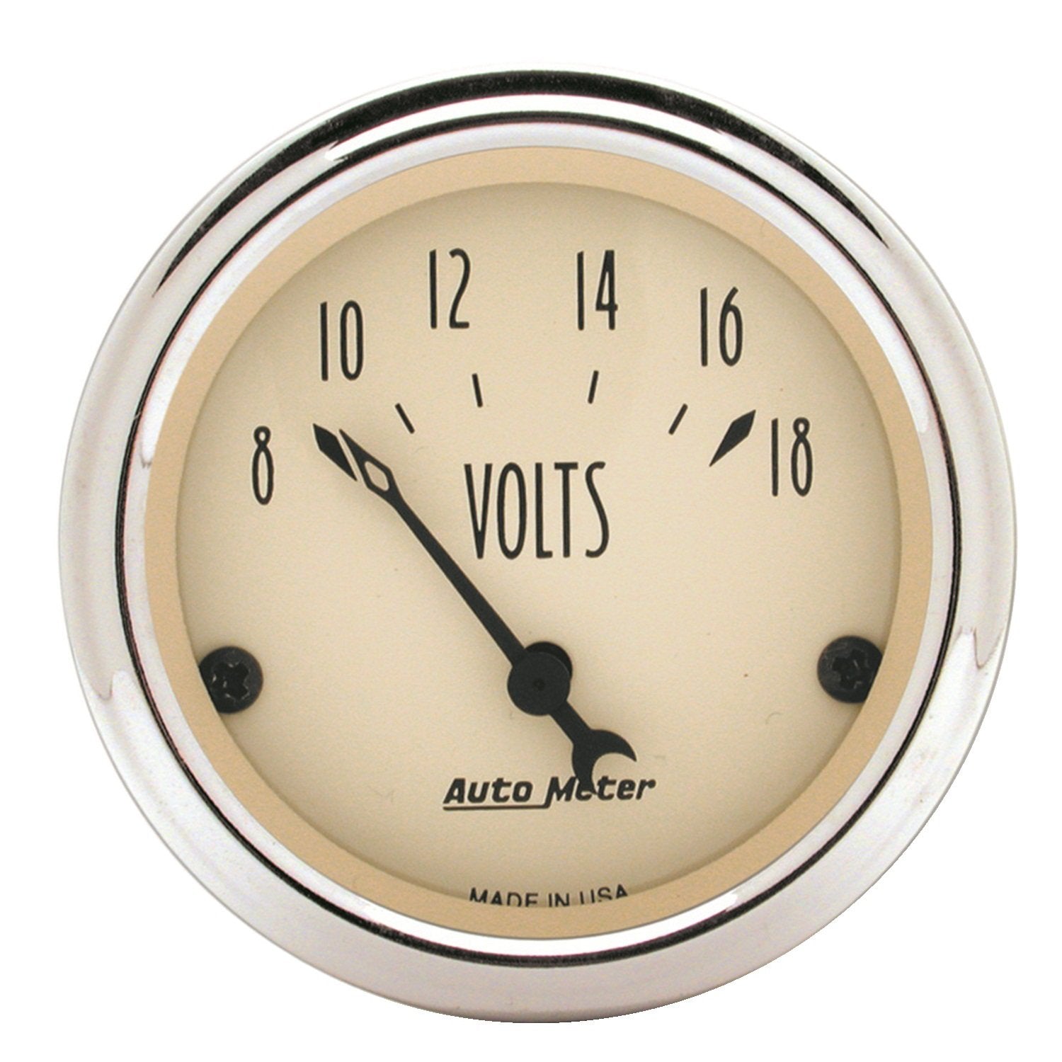 AUTO METER 1891 Antique Beige Voltmeter Gauge 2.3125 in.