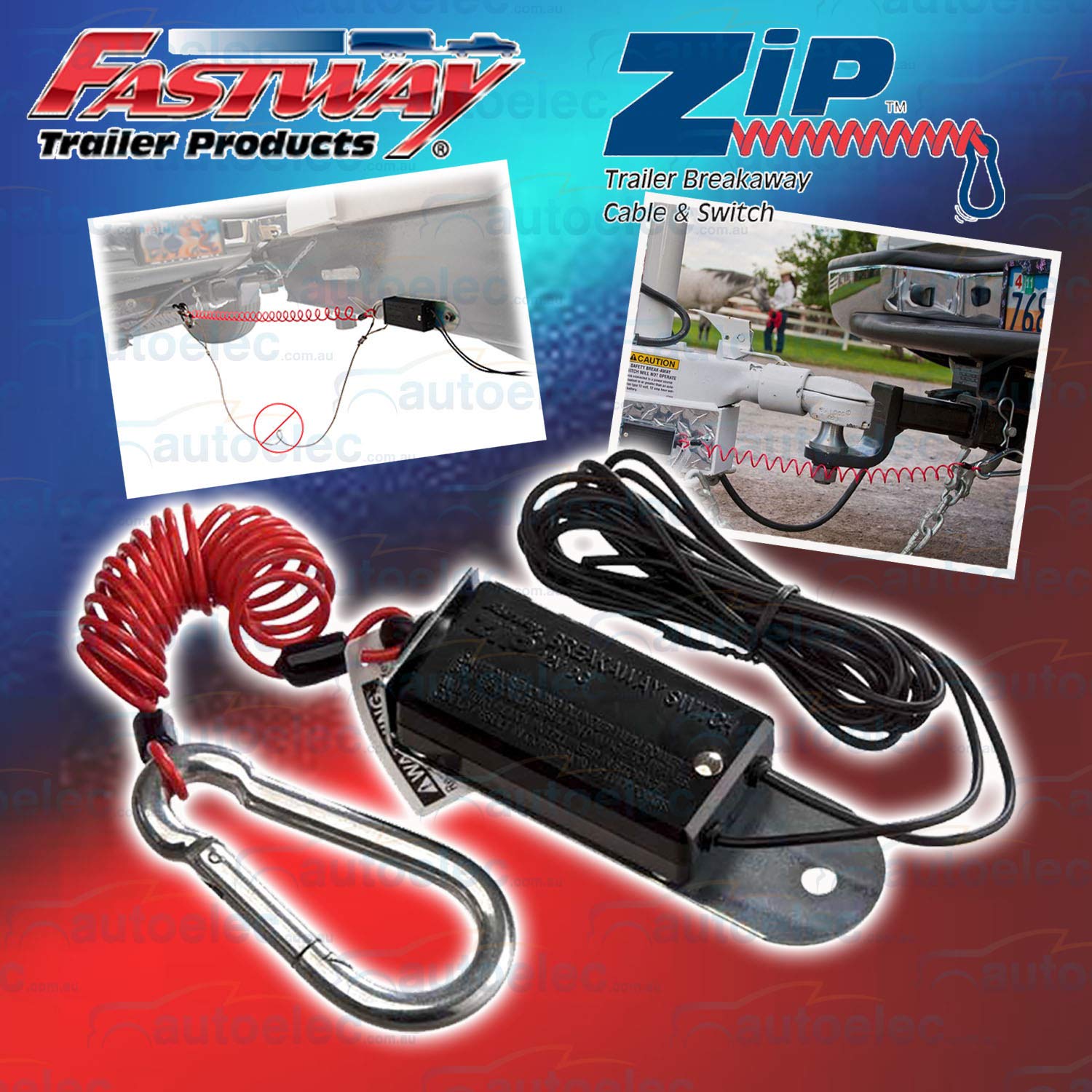 Fastway Zip 4 Foot Breakaway Cable with Electric Brake Switch 80-00-2040 RED