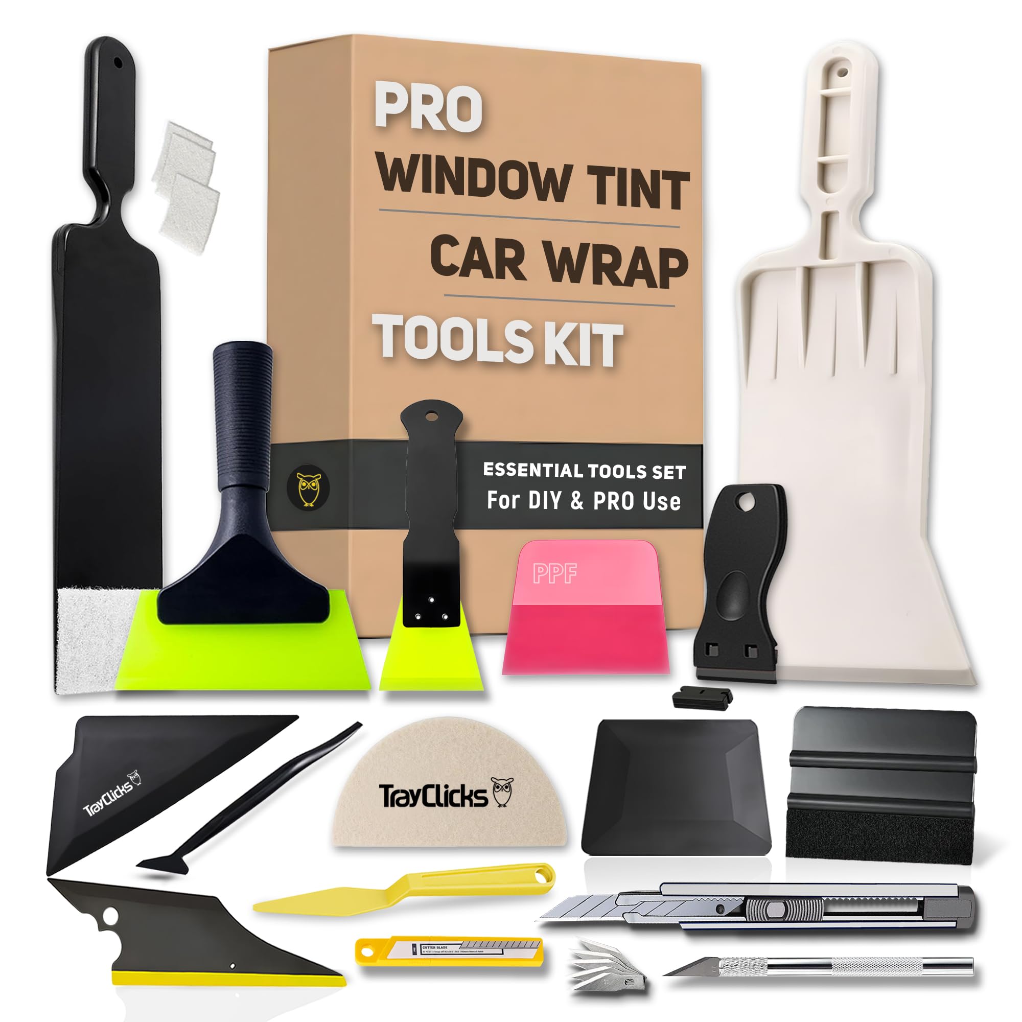 Window Tint Tools kit Vinyl Wrap Tool for Car Tinting Windshield Back Window Squeegee Bulldozer Squeegee Scrubber Paddle Rubber 