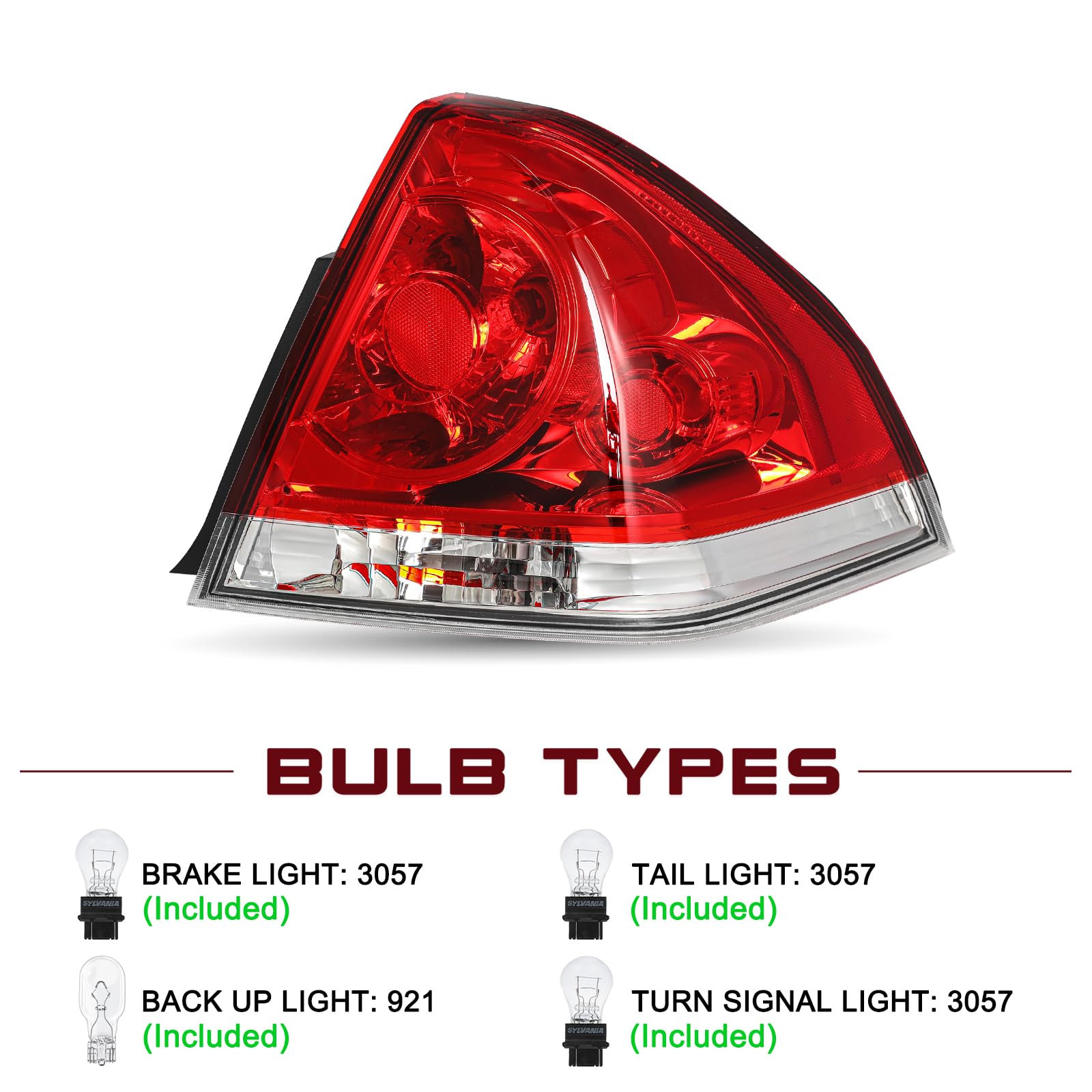 JSBOYAT Headlight & Tail Lights Assembly Pair Set for 2006-2013 Chevy Impala, Black & Amber, OE Direct Replacement, w/o Bulbs