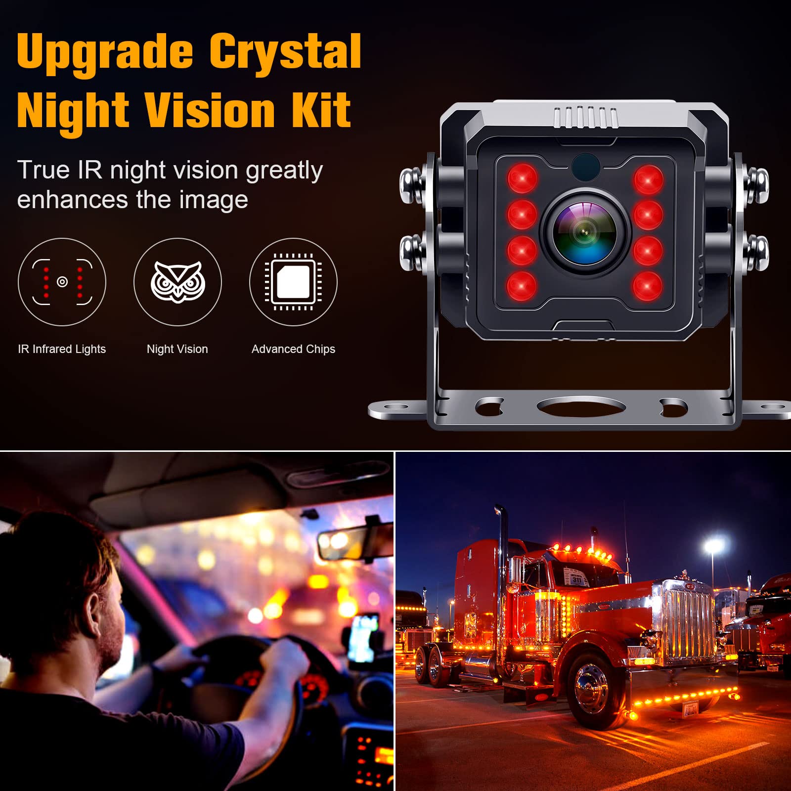 Dual Rv Backup Camera System Upgraded: No Lag Easy Installation Plug And Play 7'' Monitor Hd 1080P Rear View Camera Wired Kit Ip