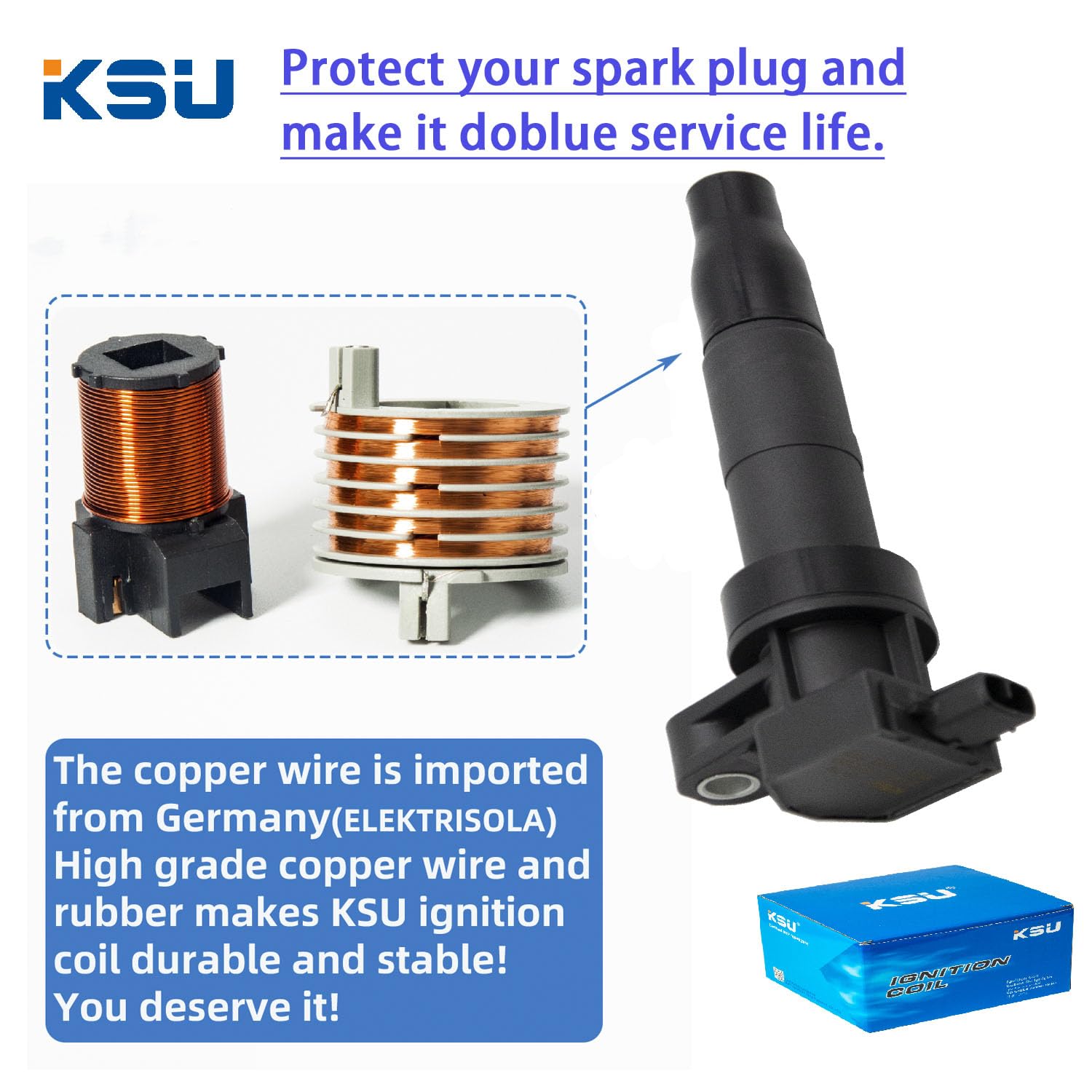 KSU Coil pack compatible with Kia Sorento 3.8L V6 2007 2008 2009 3.5L V6 2011 2012 2013 3.3L V6 2008 2009 2014 2015 2016 2017 20