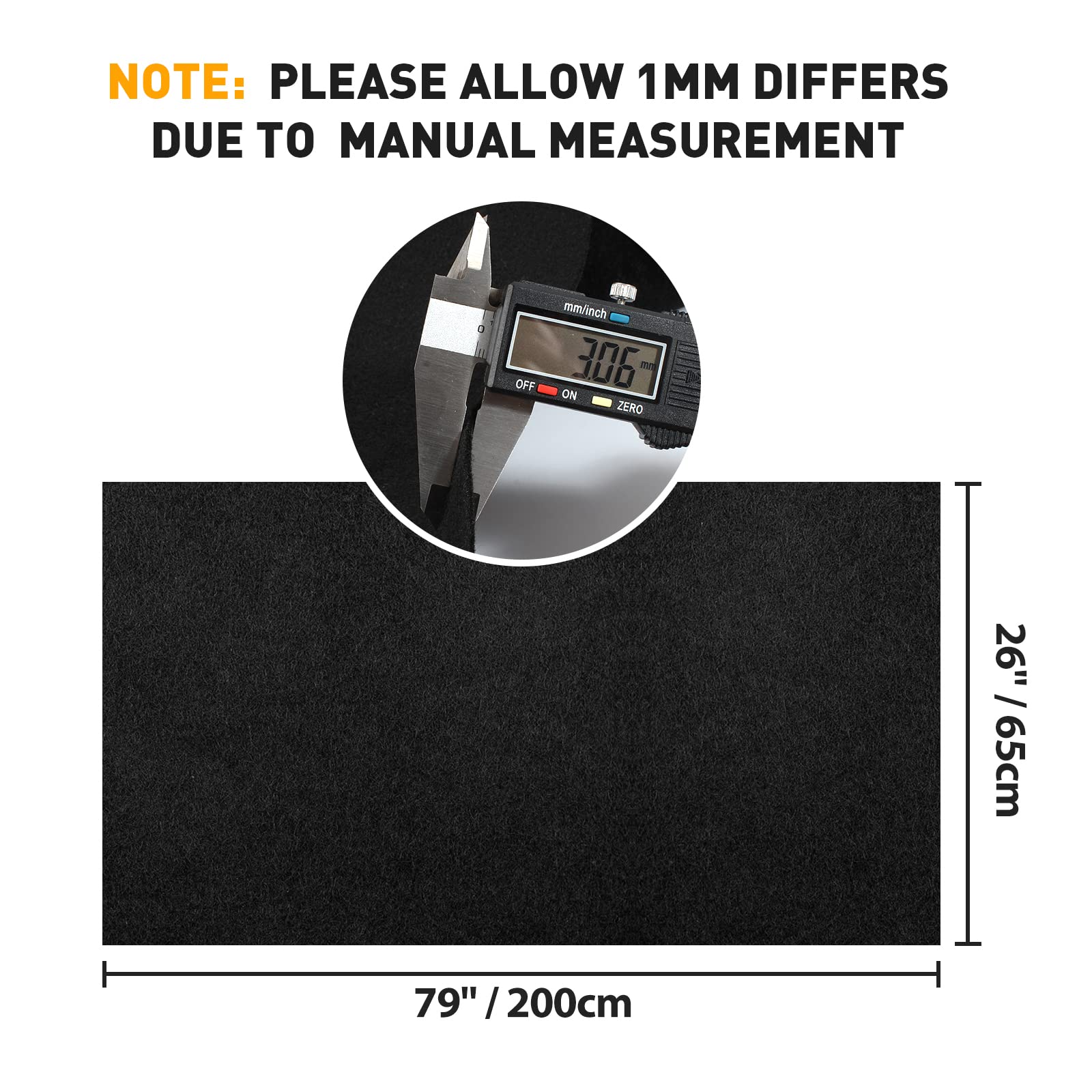 Halero Black Underfelt Carpet 78"x25" for Speaker & Auto Use - Durable Polypropylene Liner for RV, Boat, Truck, Car Trunk