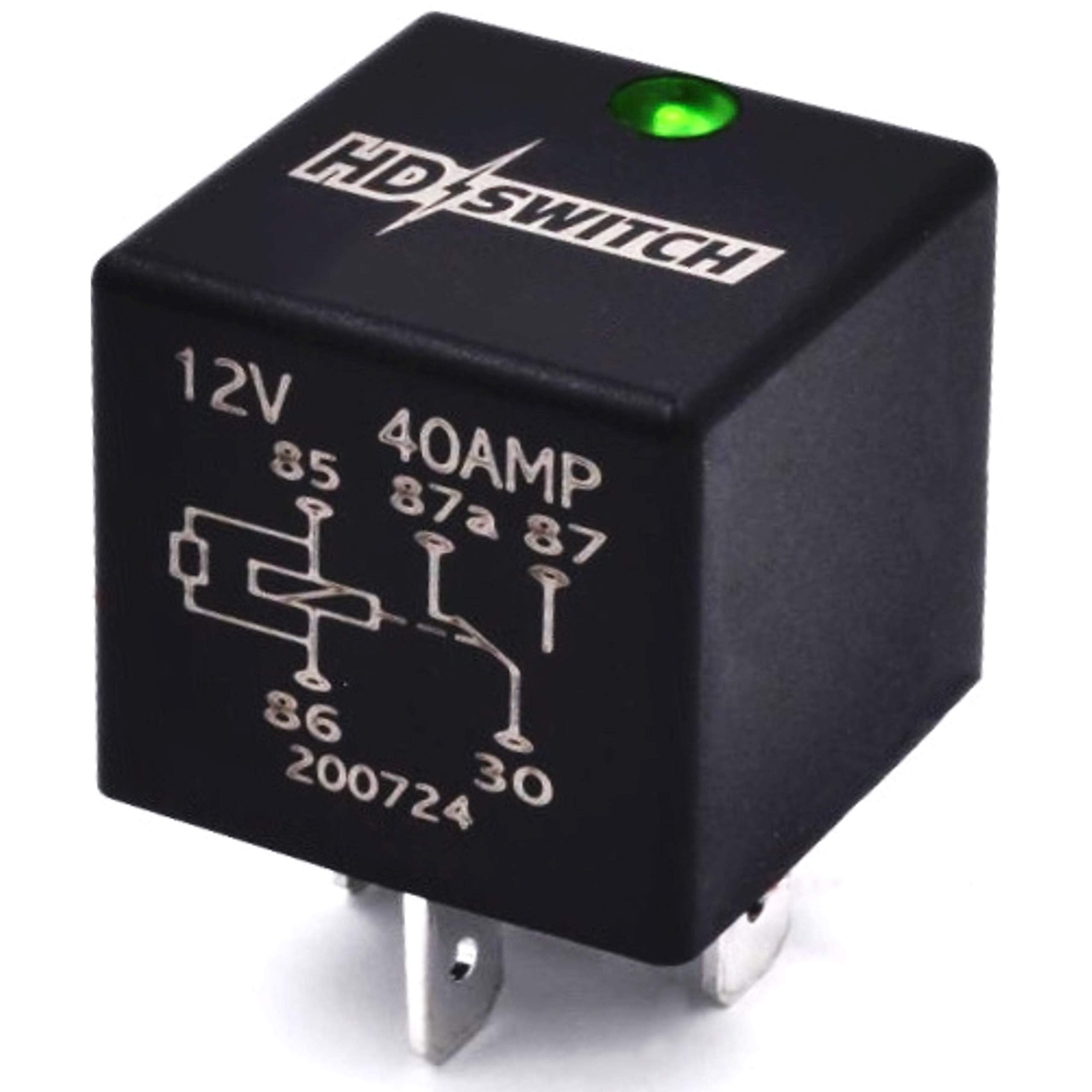 Hd Switch 12V 40A Or 24V 20A Waterproof Relay Replaces Hella Spdt Suppression Resistor 4Rd 007 794-02, 4Rd00779402 007903001 007794311 W/Led Indicator Light & Dielectric Grease