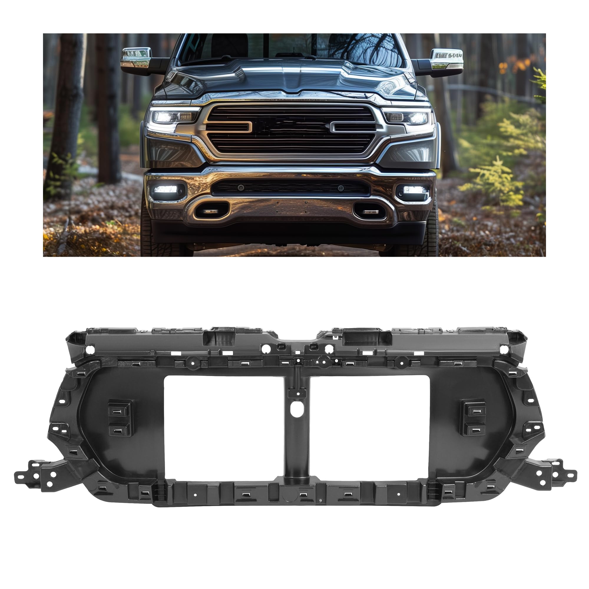 HECASA Upper Grille Support Base Compatible with 2019 2020 2021 2022 2023 2024 Dodge Ram 1500 Front Upper Grill Support Mounting