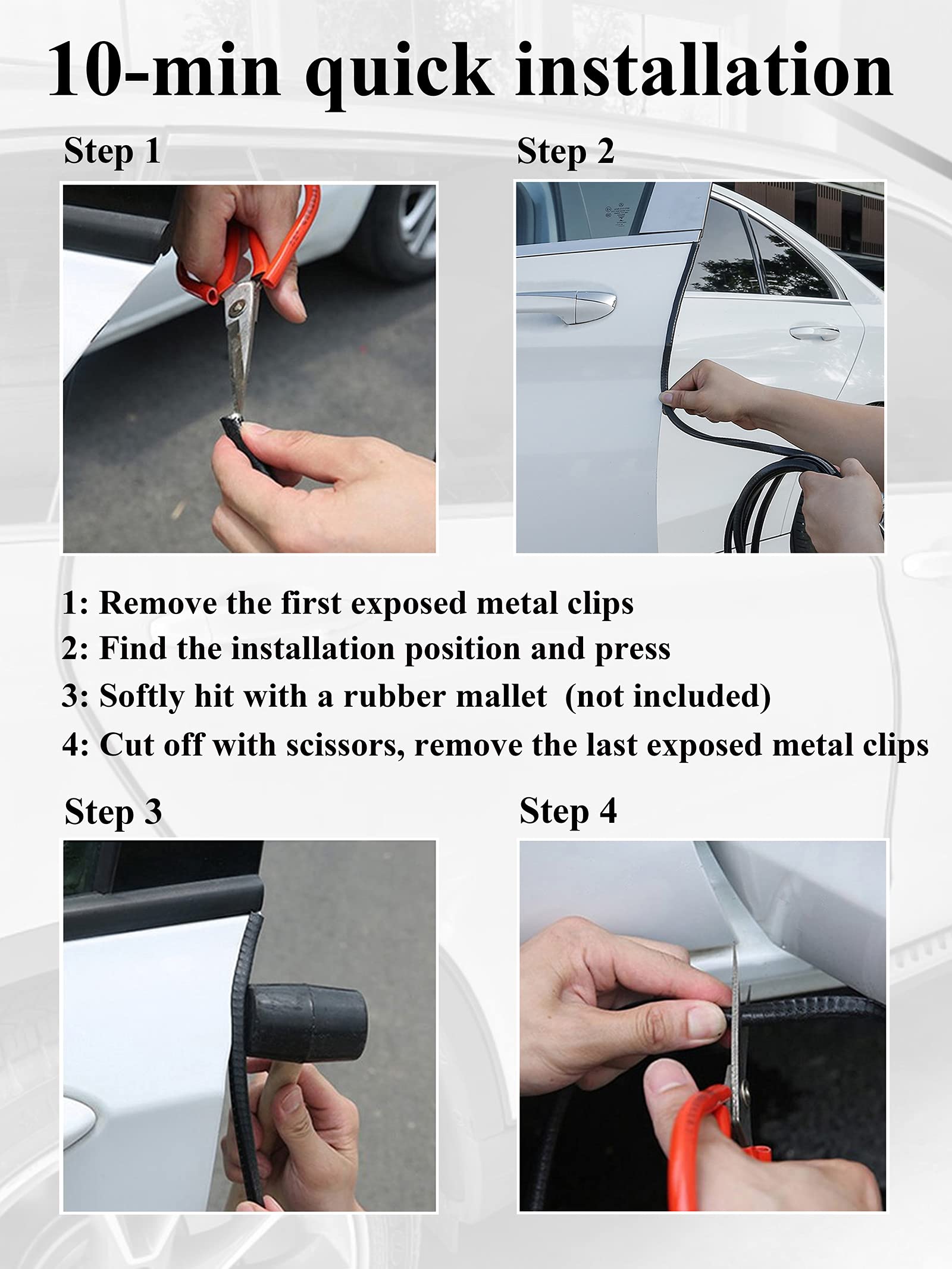 Syoauto 32Ft(10M) Door Edge Guard Black Car Guards Protector For Cars Rubber Auto Trim U Shape Build In Metal Sheet No Need Adhesive Easy To Cut Most