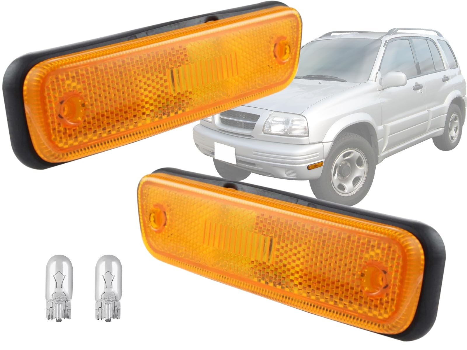 KAP Replacement for Front Bumper Halogen Side Marker Lights 1995-2005 Grand Vitara 2001-2003 XL-7 with Bulb 3651065D01 3652065D0