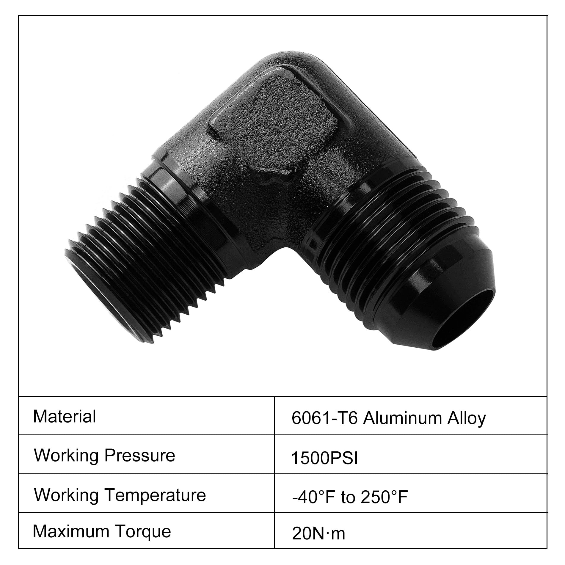 Evil Energy 8An To 3/8'' Npt Male 90 Degree Fitting Adapter Aluminum