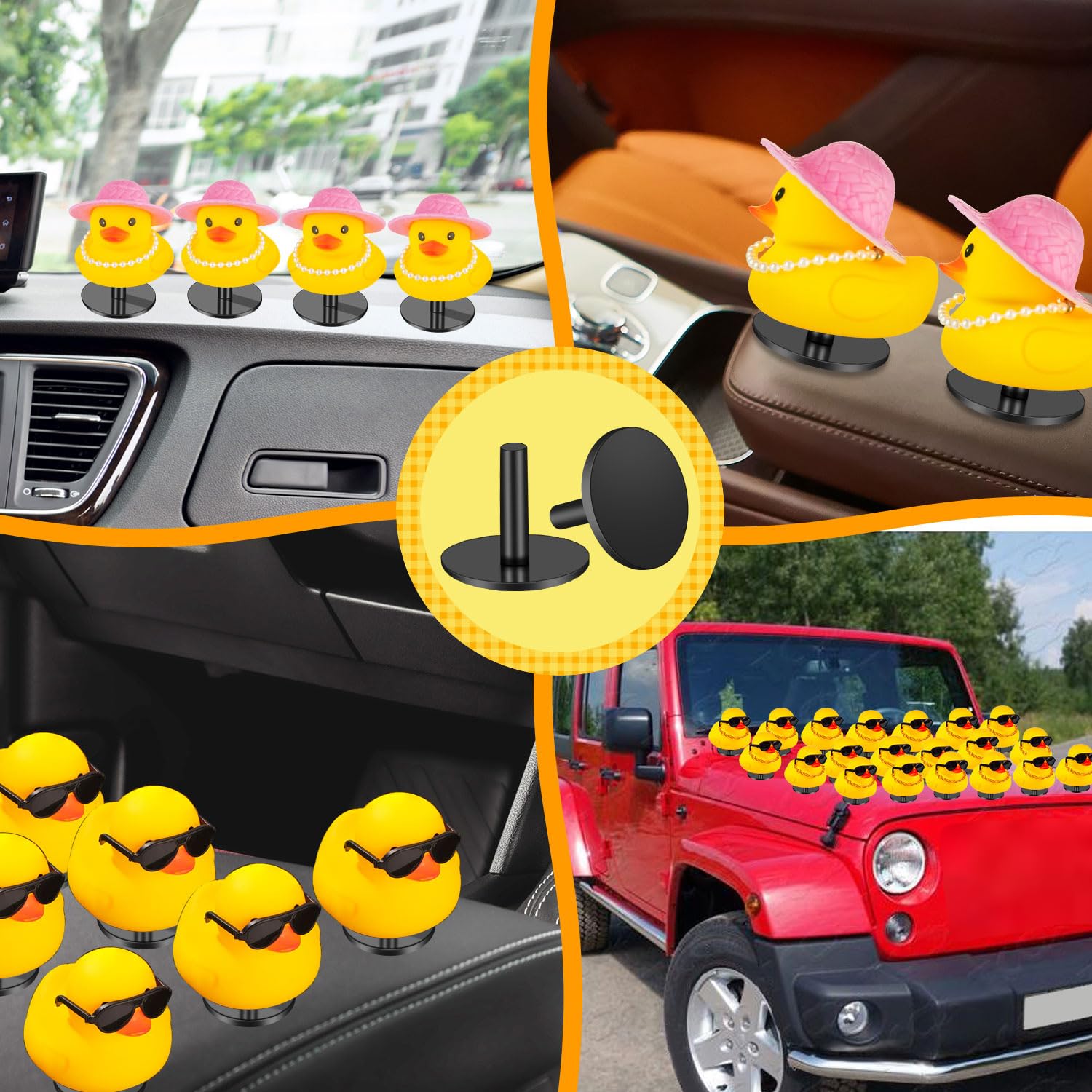 40 Pcs Duck Plugs, Black Plastic Duck Holder For Car Dashboard, Duck Holder Mount For Dash Lover (Excluding Rubber Duck