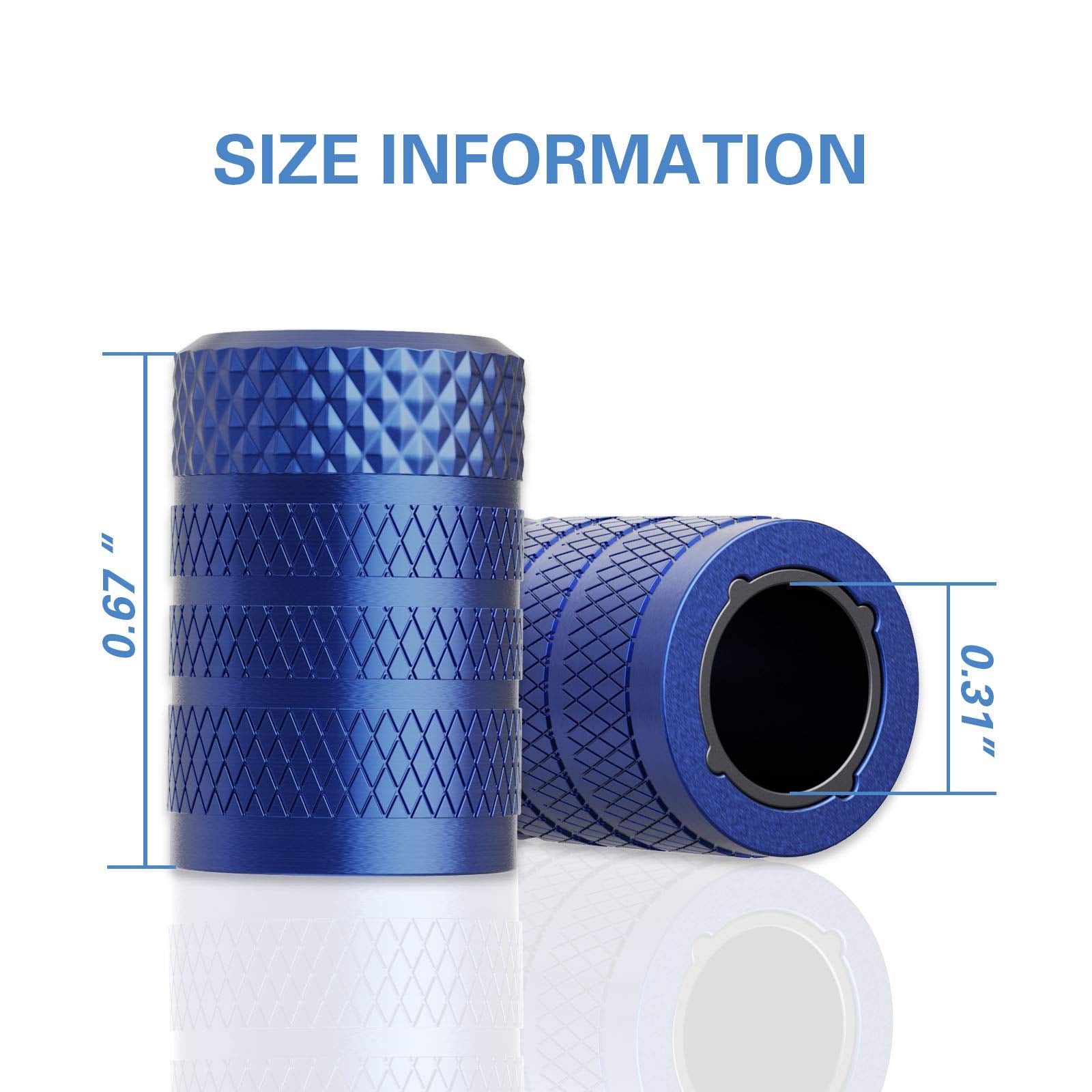 Ckauto Tire Valve Stem Caps, Blue, 10 Pcs/Pack, Anodized Aluminum Tire Cap Set, Corrosion Resistant, Universal Stem Covers For C