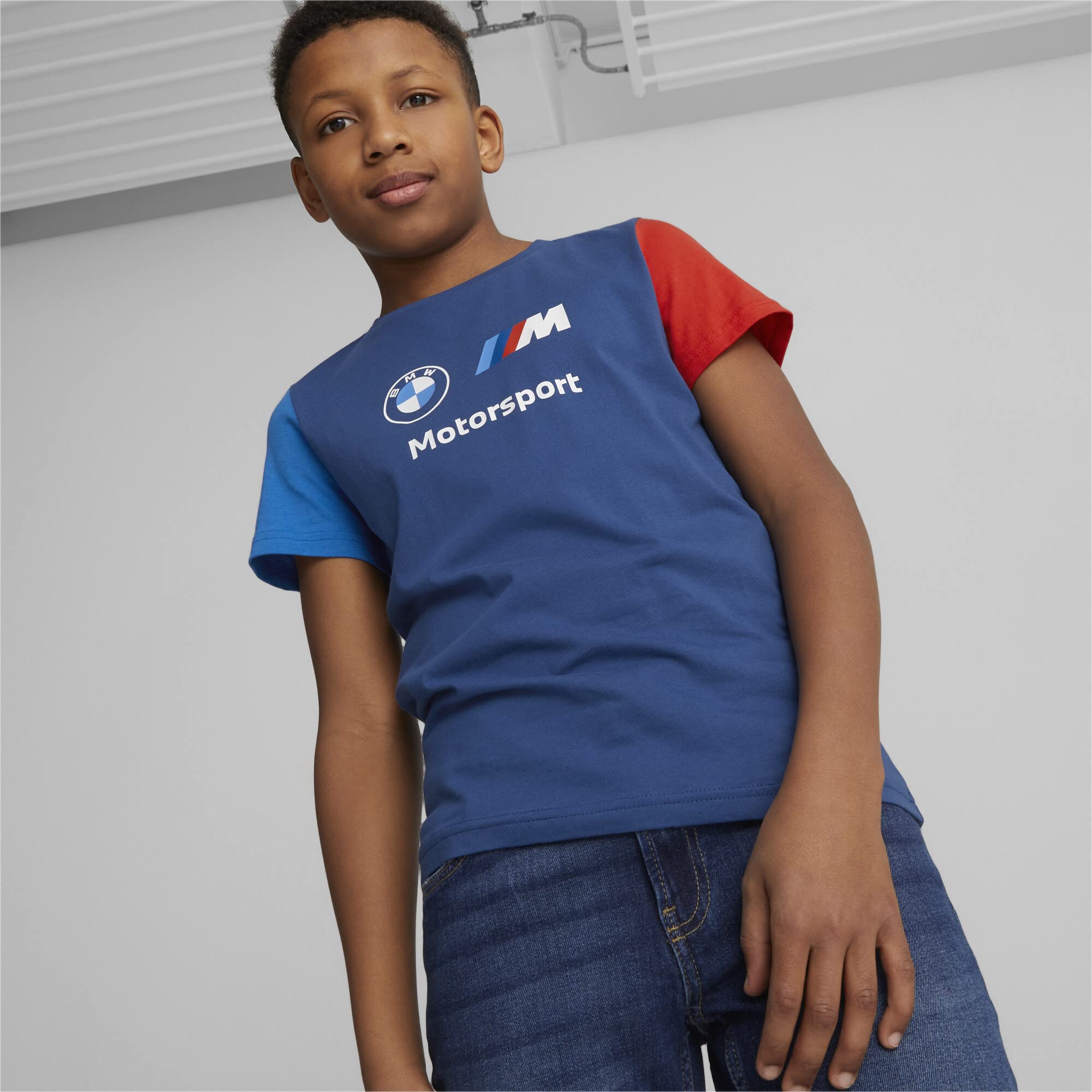 PUMA BMW M Motorsports Kids Essentials Logo Tee, PRO Blue-M Color, 5
