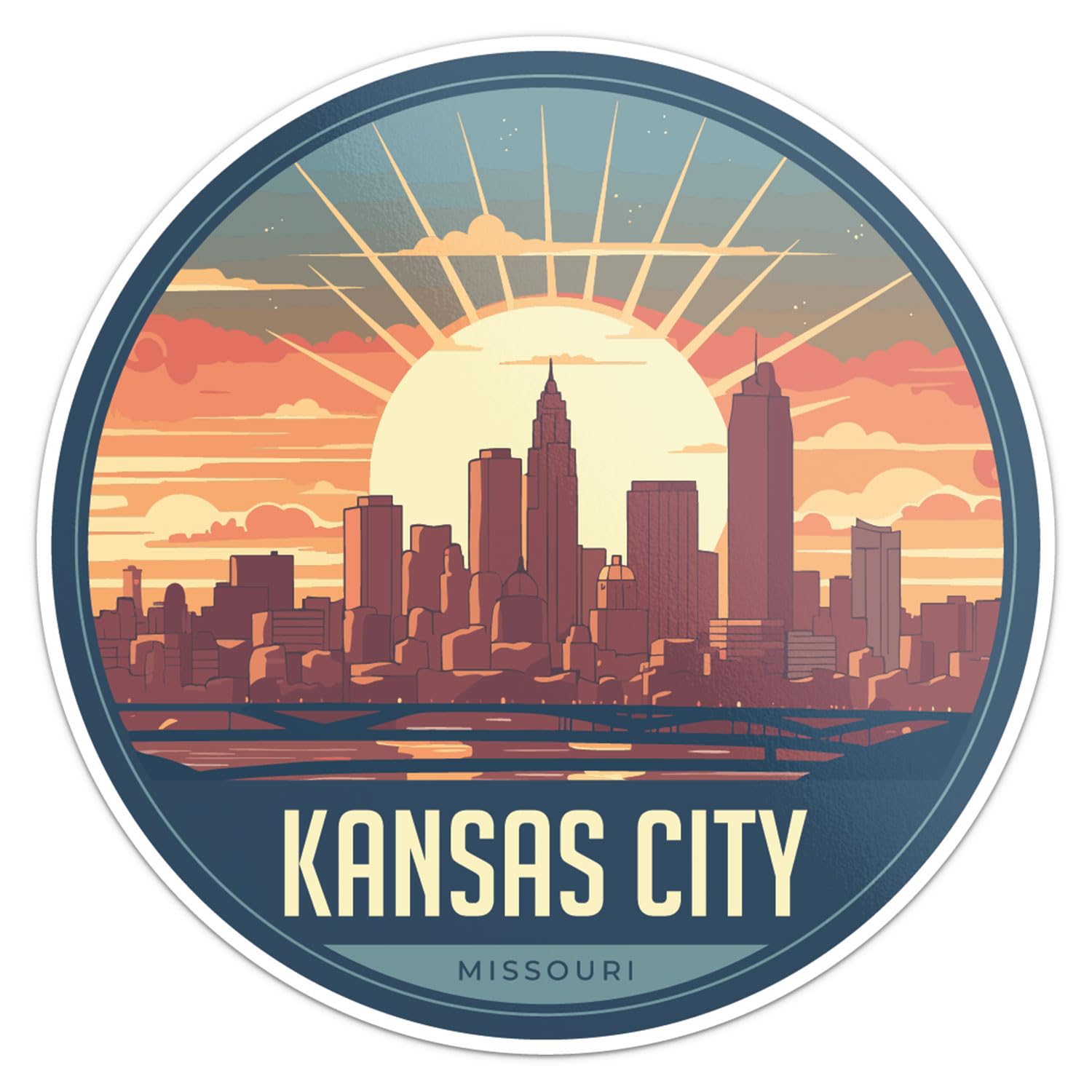 Kansas City Sticker - Waterproof Vinyl Decal for Car Bumper, Laptop, Water Bottle, Wall, and Window, Size - 3'' Longer Side
