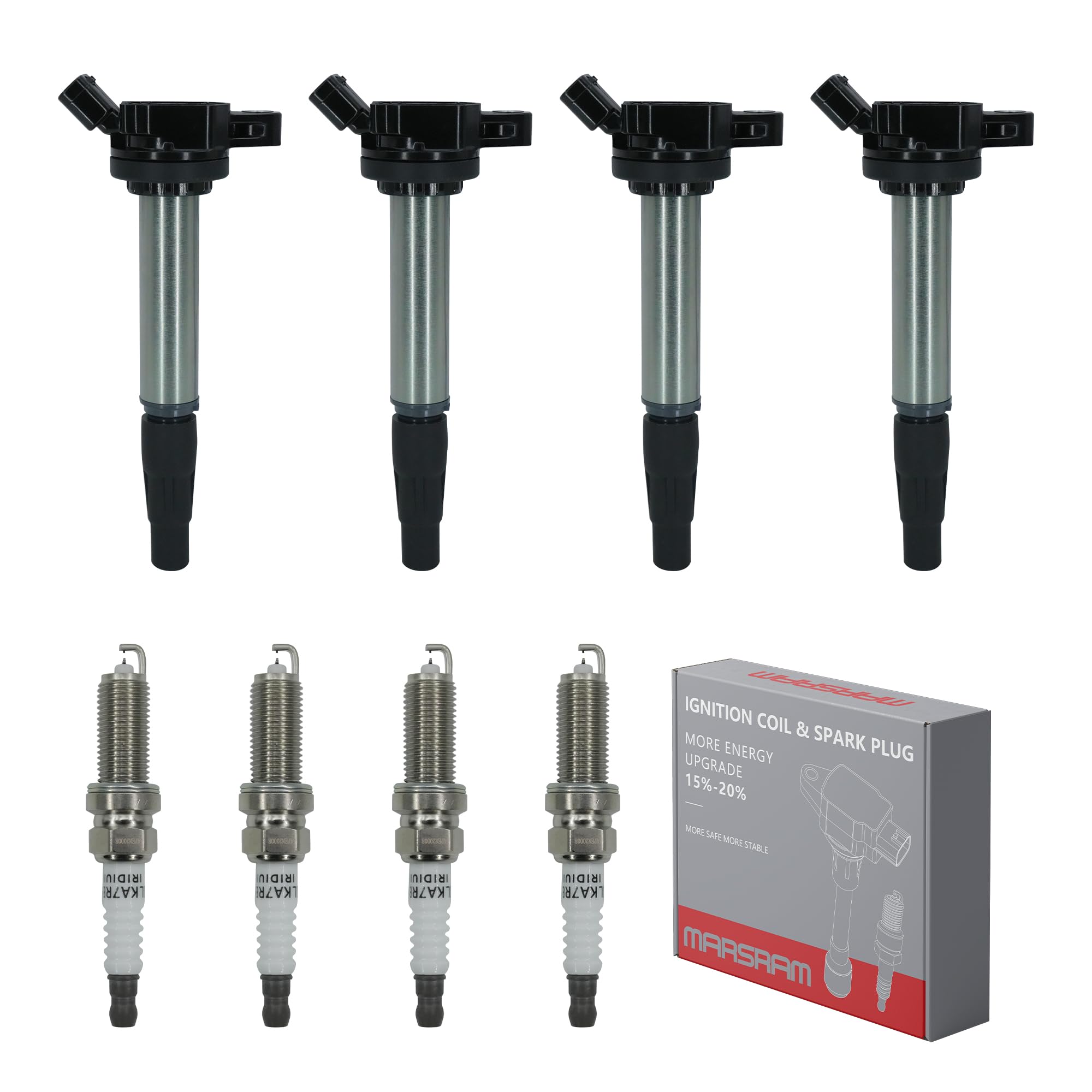 Marsram Ignition Coil Pack Uf596 And Double Iridium Spark Plug 4912 Compatible With 2009-2014 Toyota Corolla Matrix 2010-2017 Pr