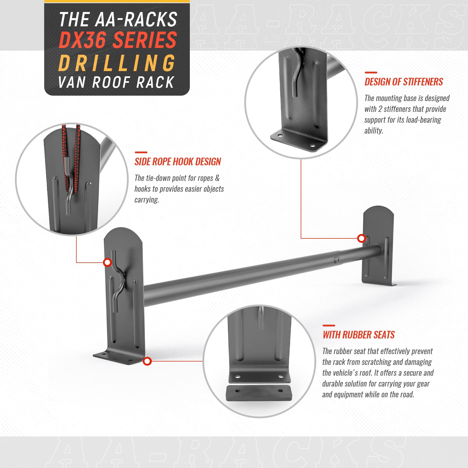 AA-Racks DX36 Steel 2 Bar Ladder Rack System for Ford Transit Connect 2008-13 - Sandy Black