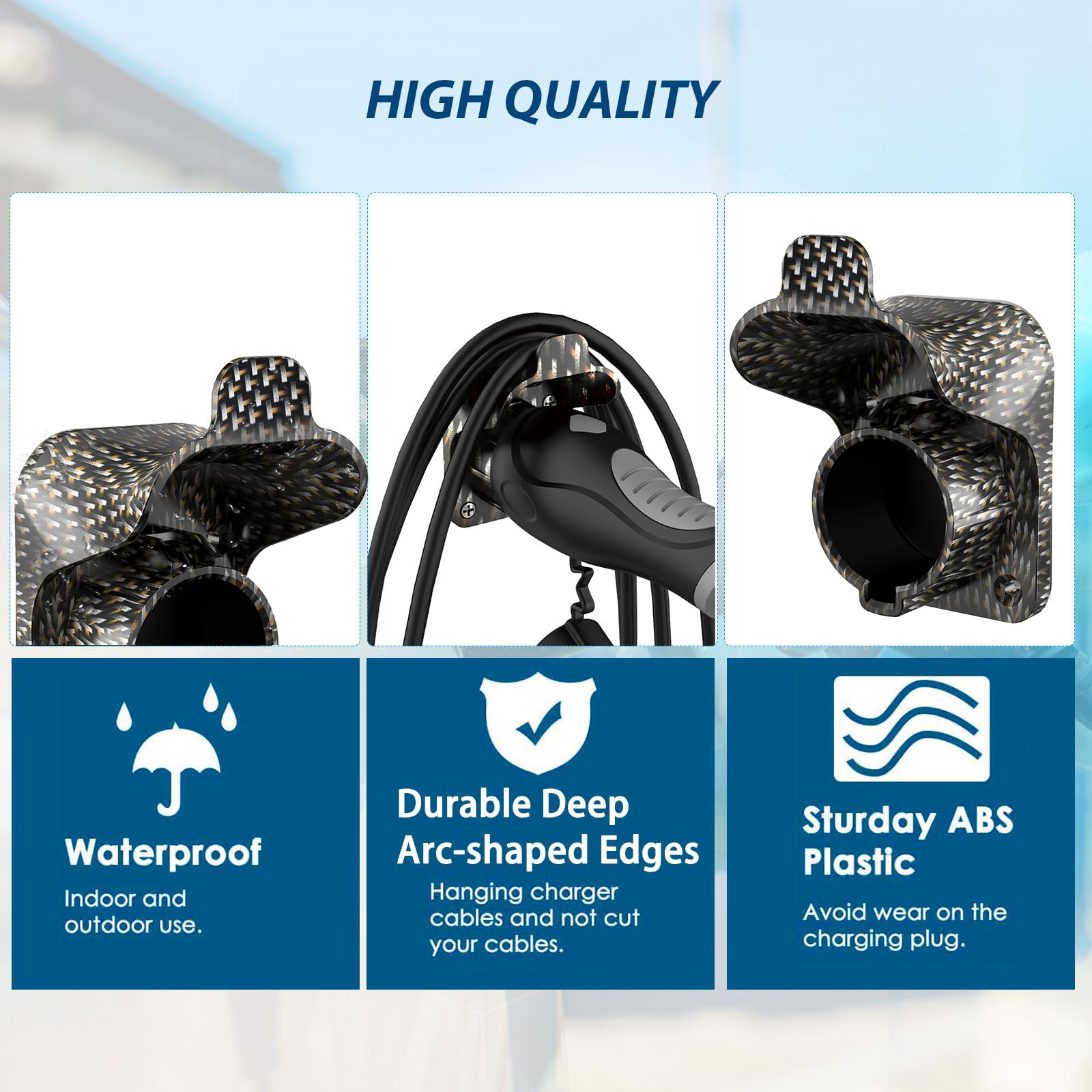 Ev Charger Holder Wall Mount Electric Car Charging Cable Holster For Sae J1772 Charging Plug & Connector
