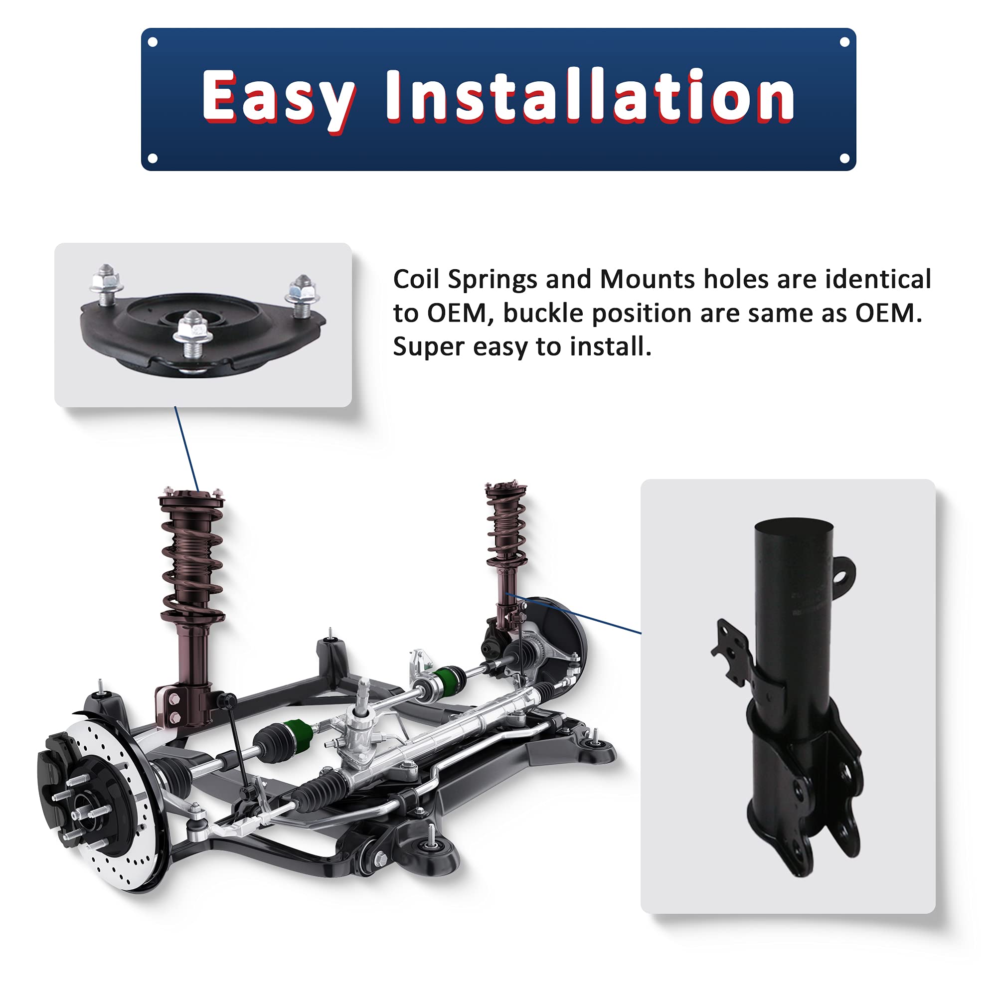 Mostplus Front Complete Strut Spring Coil Springs Shock Absorber 171678 171679 Compatible For 1997-2001 Toyota Camry