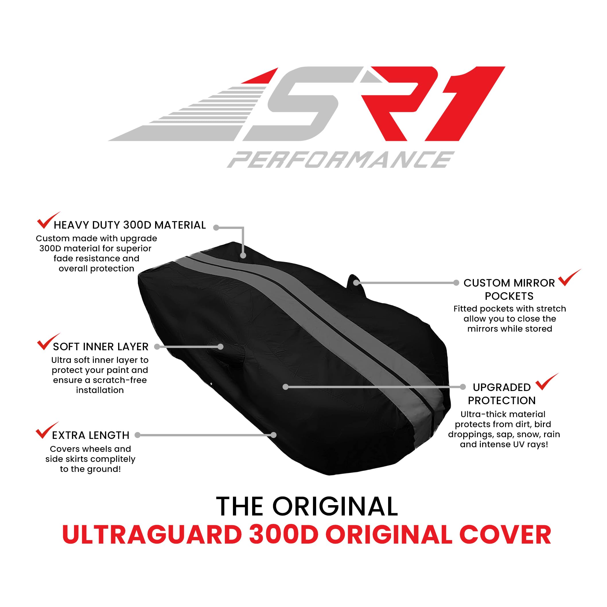 C8 Corvette Indoor/Outdoor Car Cover - Ultraguard Plus Water Resistant 300 Denier Protection - Custom Fit For 2020-2024 Stingray