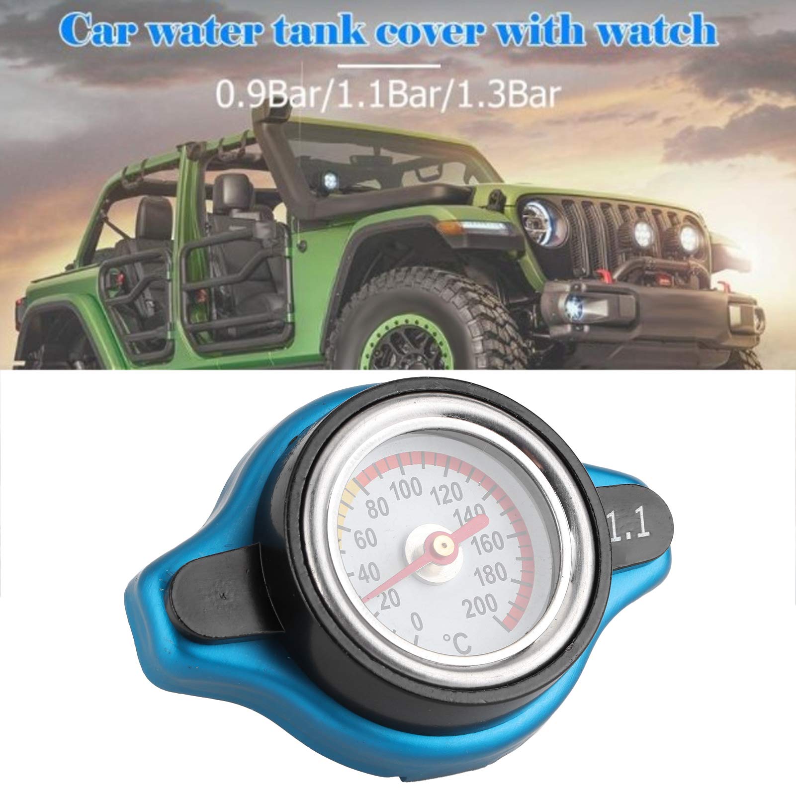 Aramox Car Radiator Cover, Universal Thermostatic Radiator Water Cover Leakproof W/Temperature Gauge(Small Head 1.1Bar)