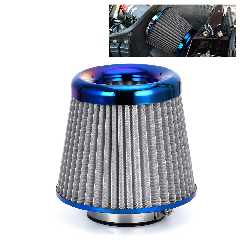 Ptnhz Universal Burnt Blue Neck 3 76Mm Car High Flow Cold Air Intake Air Filter Power Intake Air Inlet System Mushroom Head Air Cleaner