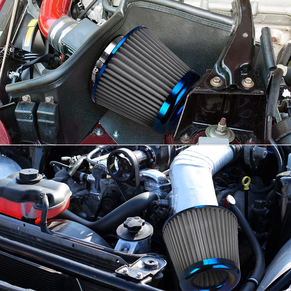Ptnhz Universal Burnt Blue Neck 3 76Mm Car High Flow Cold Air Intake Air Filter Power Intake Air Inlet System Mushroom Head Air Cleaner