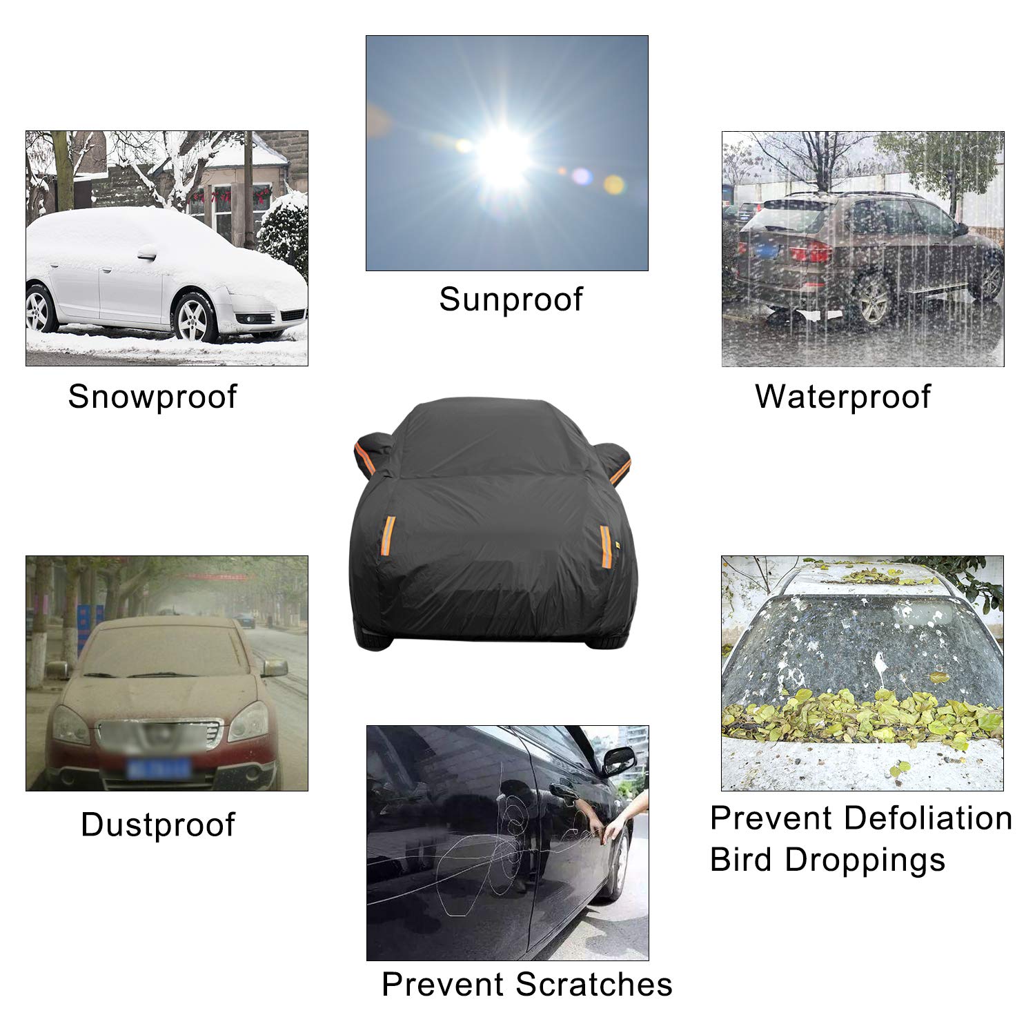 Color Rain Time Uv Protection Car Cover Windproof Dustproof Scratch Resistant Outdoor Universal Full Car Covers (Fit Suv-Length