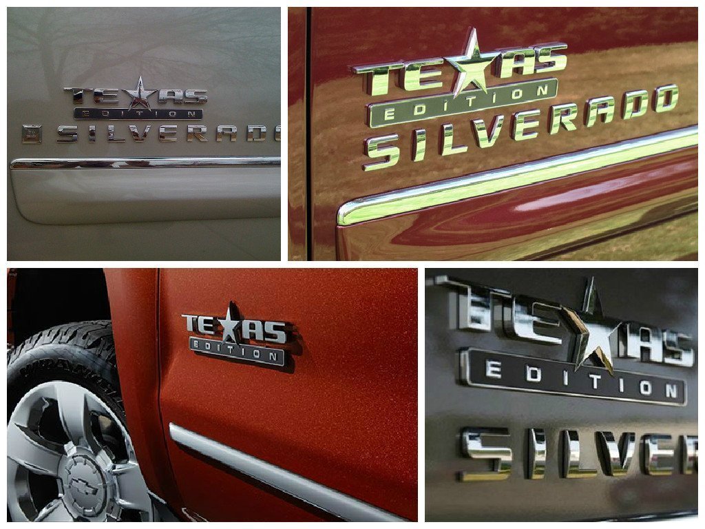 Muzzys Texas Edition 3M Stick-On Emblem Badge Set of 3 for GMC, Chevy, Ford, Dodge, Nissan - Chrome & Black Plastic