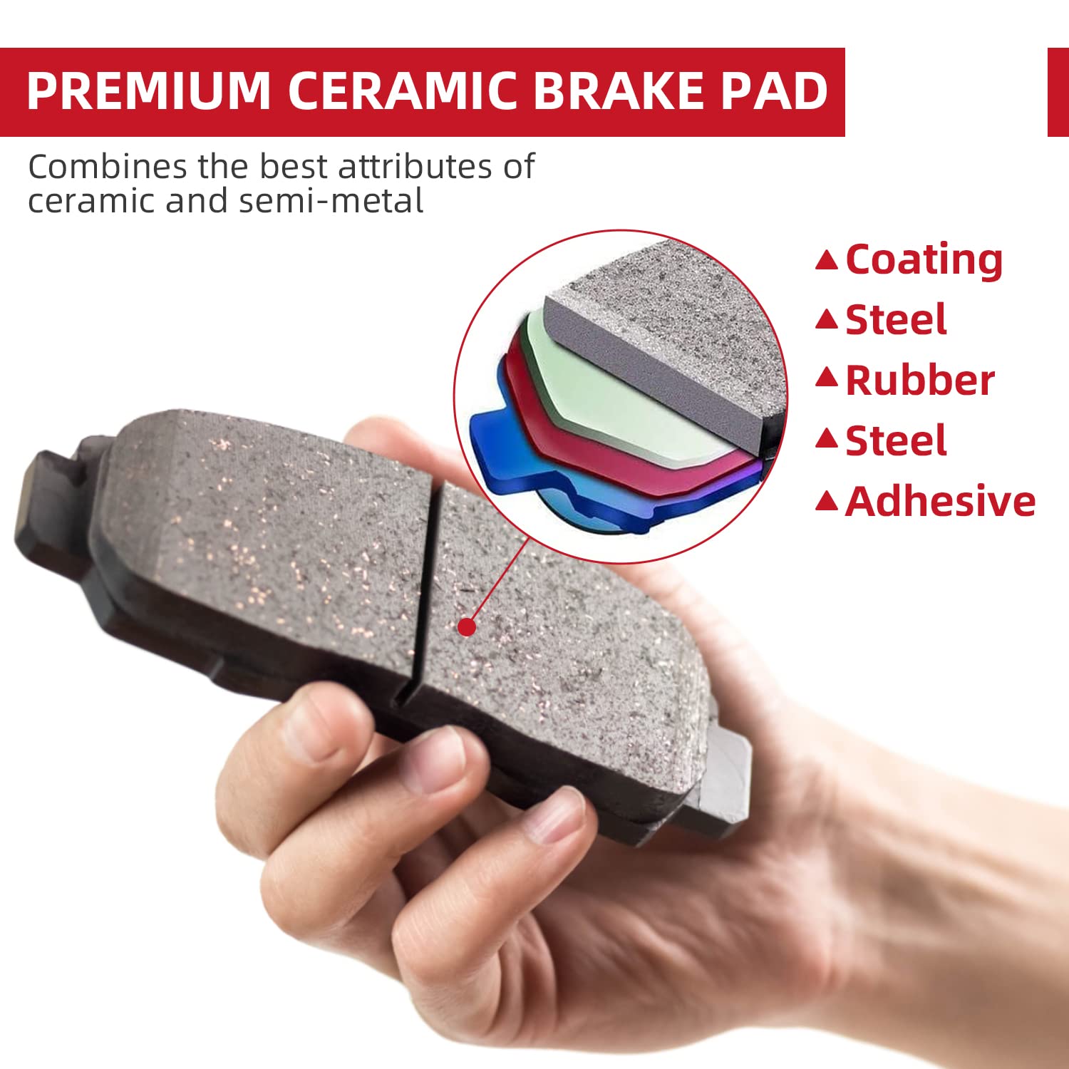 EXPPOWER Front & Rear Ceramic Brake Pads Replacement for 2007-2010 2011 2012 2013 Nissan Altima(D815+D905)