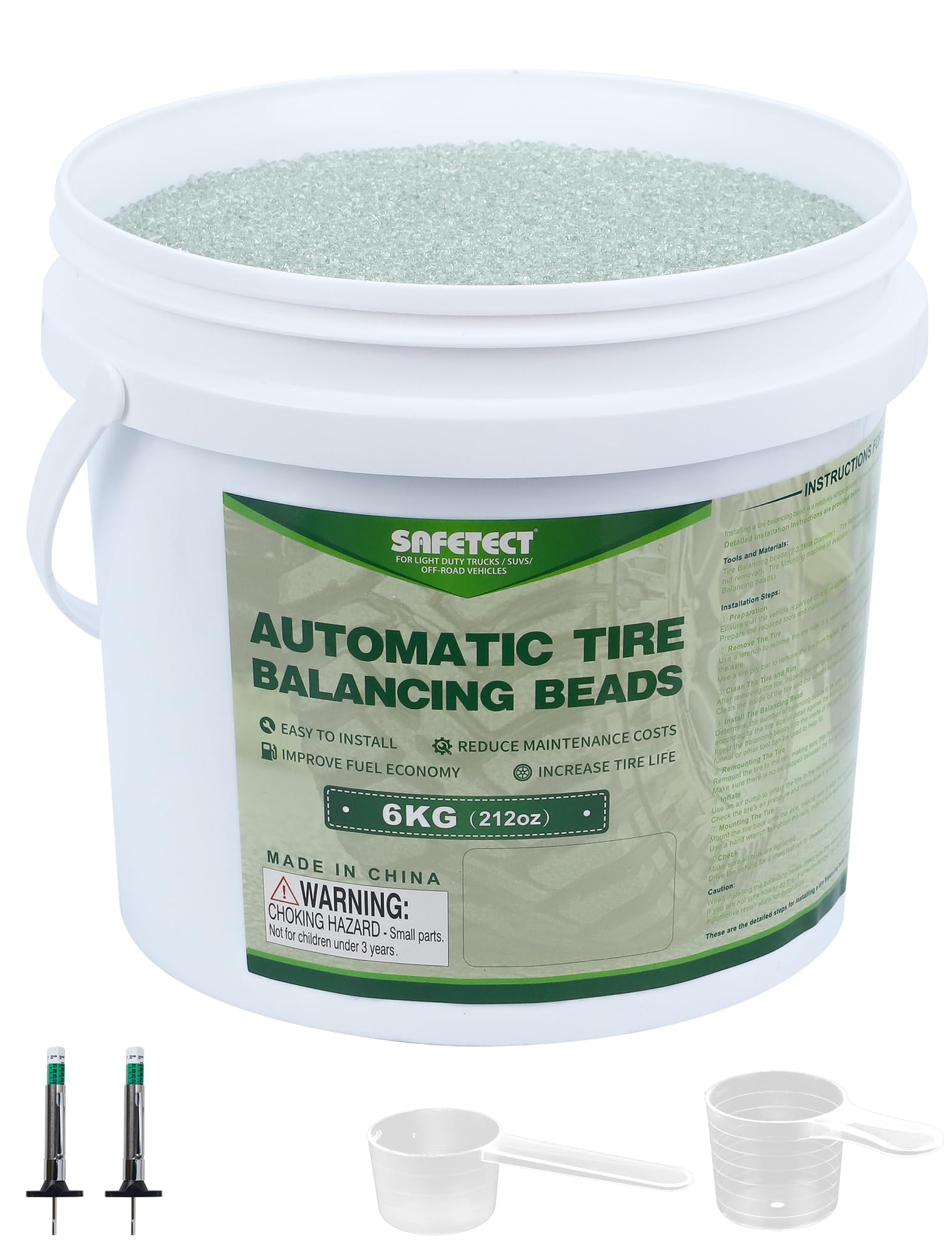 Safetect Tire Balance Beads 13.2LBS(6kg) Balancing Beads, Tempered Glass Tire Beads for Balance for Trucks, Trailer, Off-Road Ve