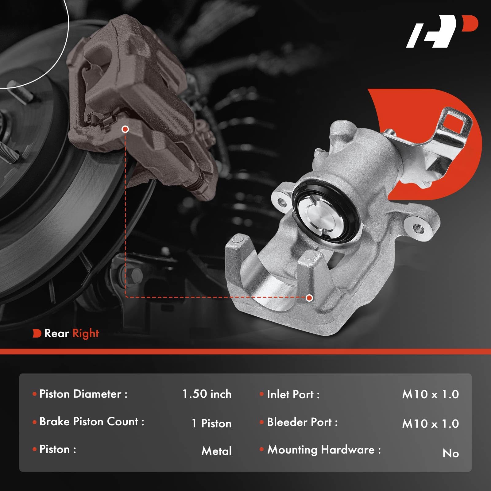 A-Premium Disc Brake Caliper Assembly Without Bracket Compatible with Select Mini Models - Cooper Countryman 2011-2016, Cooper P