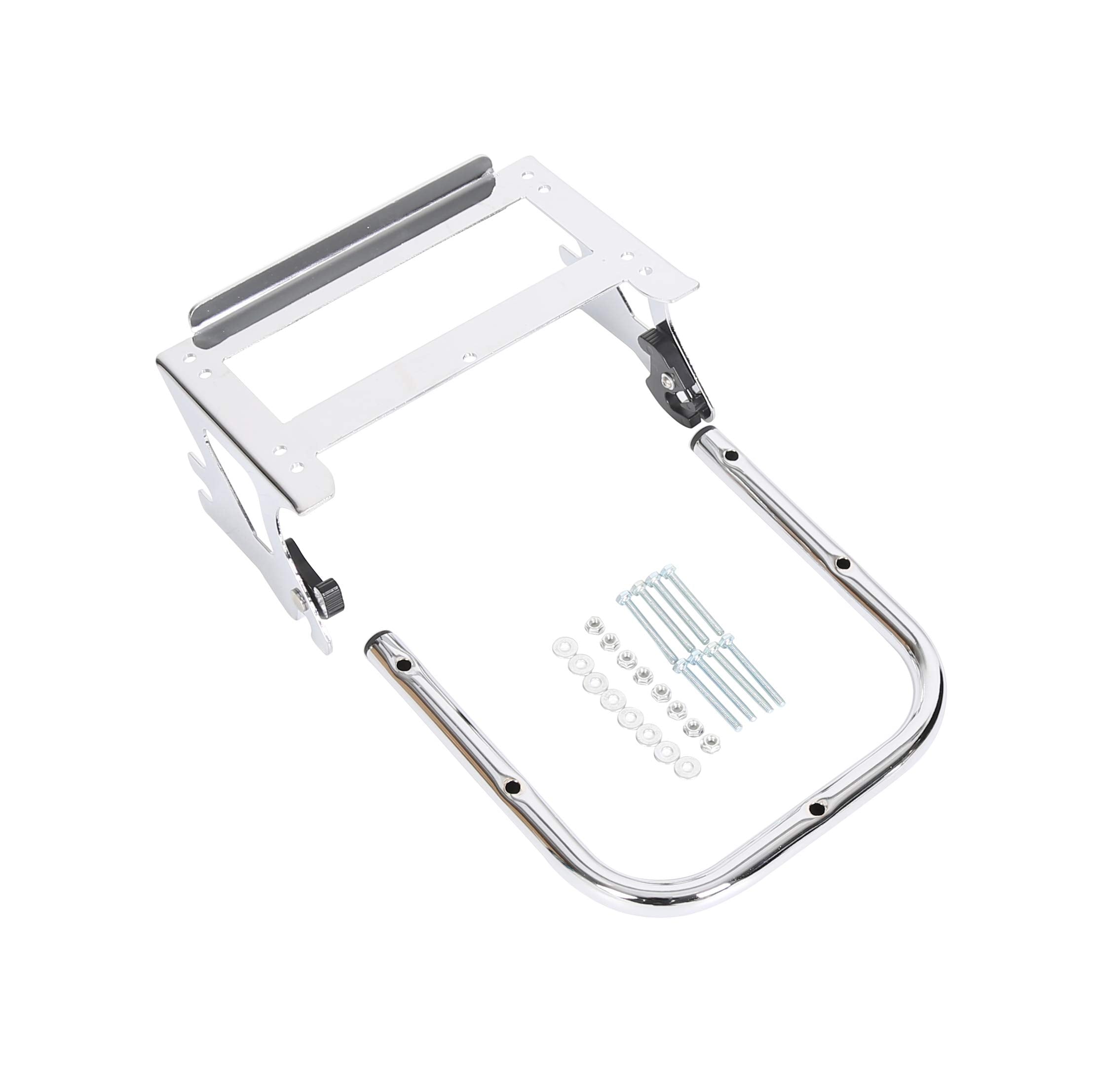 ECOTRIC Detachable Two Up Tour Pack Luggage Rack with Docking Kit, Chrome, HD-16-Z1, Compatible with 1997-2008 Harley Touring Models
