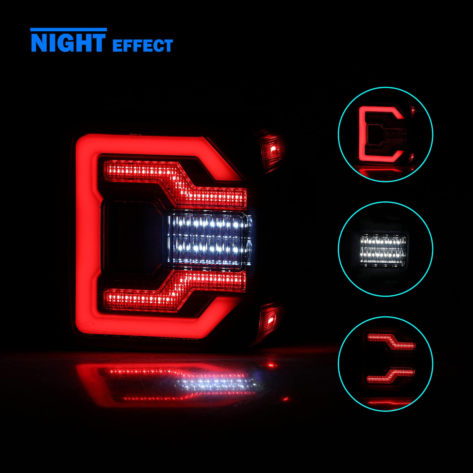 Wolfstorm Led Tail Lights Fit For 2018 2019 2020 2021 2022 2023 Jeep Wrangler Jl/Jlu With Dynamic Running Turn Lights Design, 2018-2023 Jeep Wrangler Jl/Jlu Led Tail Light Assembly(Red Lens)