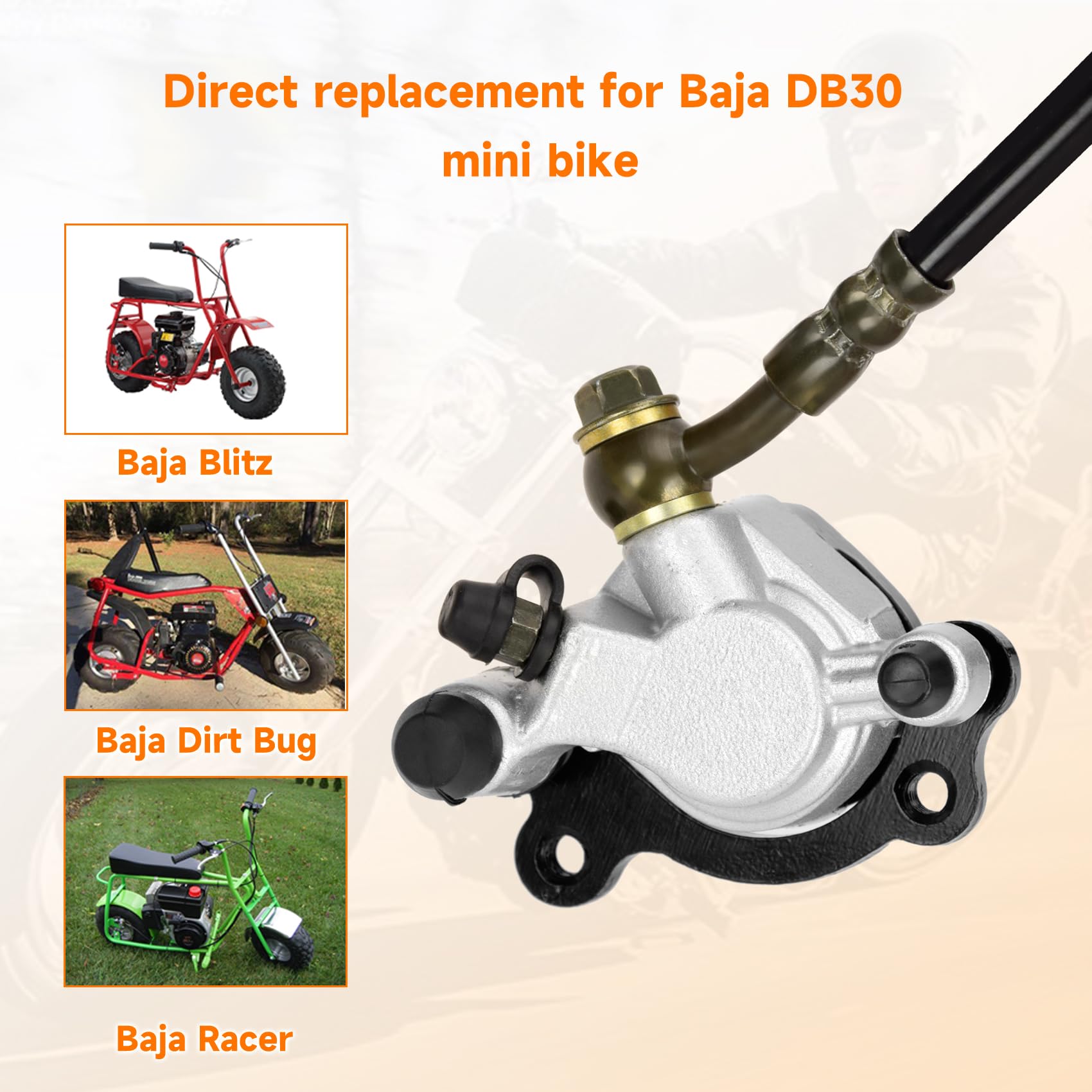 Fvrito 50 Inch Upgraded Left Hydraulic Disc Hand Brake Master Cylinder Caliper Assembly For 97Cc 2.8Hp Baja Doodle Bug Db30 Blit