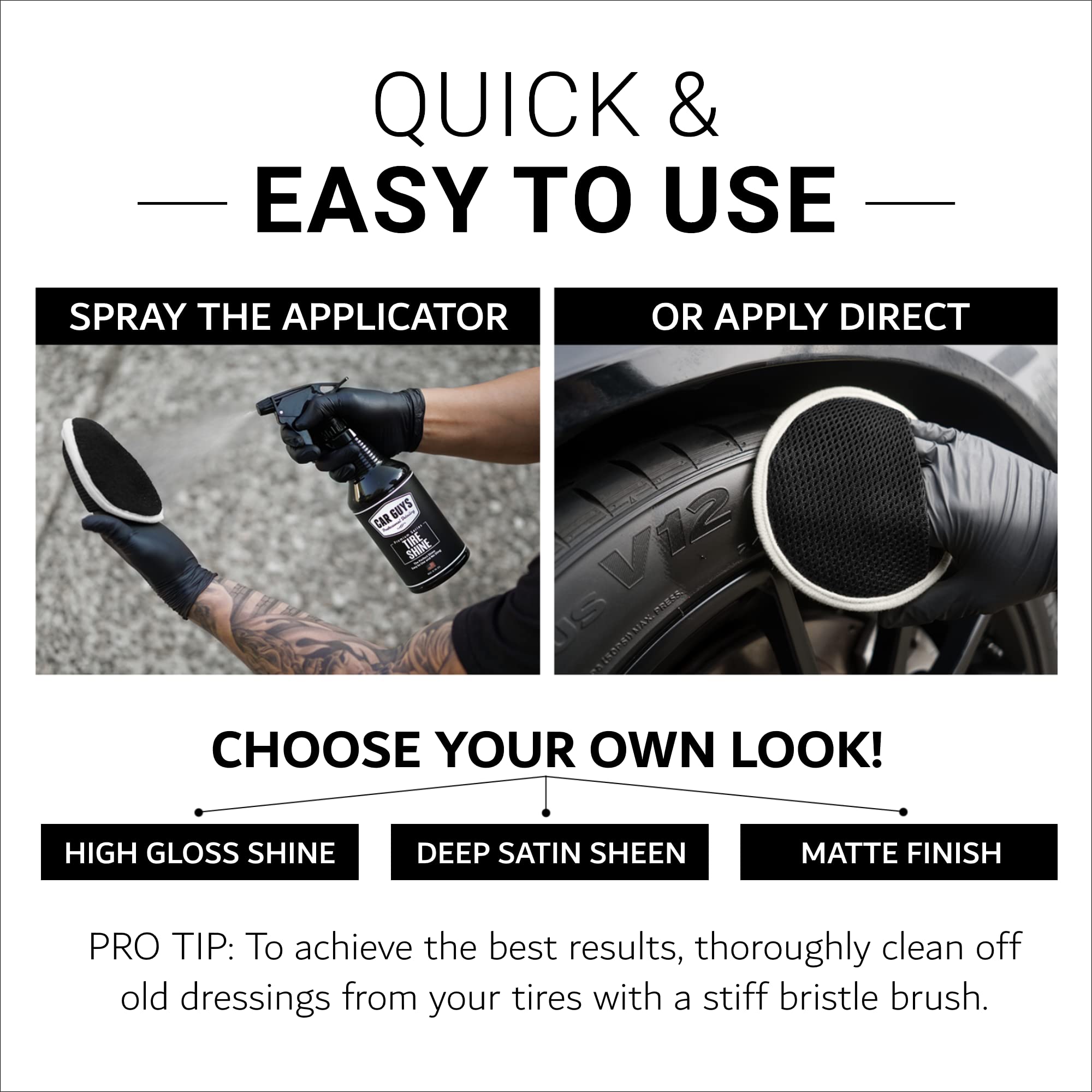 CAR GUYS Tire Shine 1 Gallon Refill - Durable Tire Dressing with UV Protection, Long Lasting Shine, Model TSS-128OZ