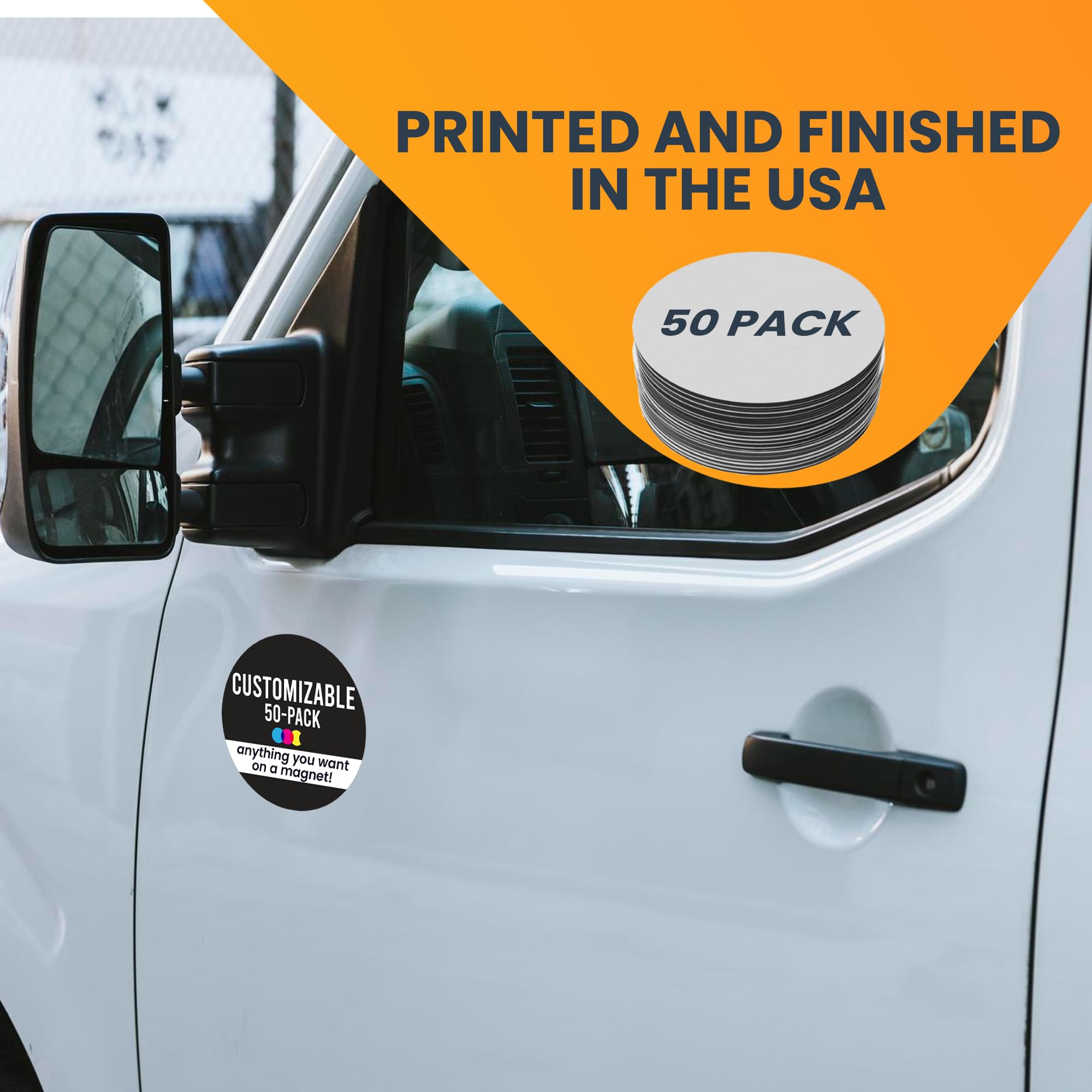 Magnet Me Up Customizable 30 Mil Round Magnet- 5   , 50 Pk Weatherproof Car Magnet For Businesses, Sports Teams, Fundraisers & P