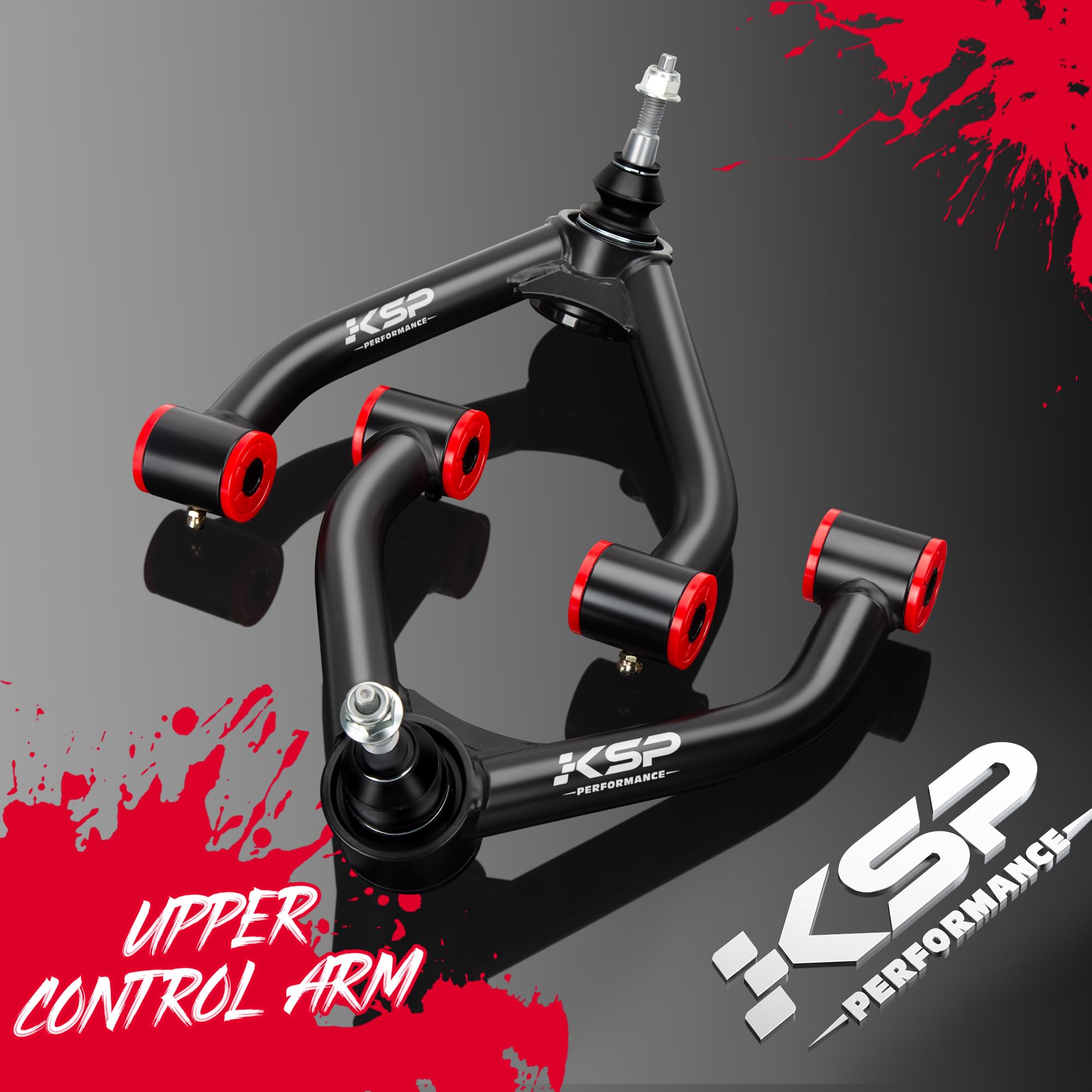 KSP PERFORMANCE Adjustable Upper Control Arms for Chevy GMC K1500 1988-1999, Black Carbon Steel, Model 3C293053